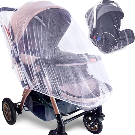 Baby Stroller Mosquito Net (2 Pack) - Durable Mesh Protection for Bassinets