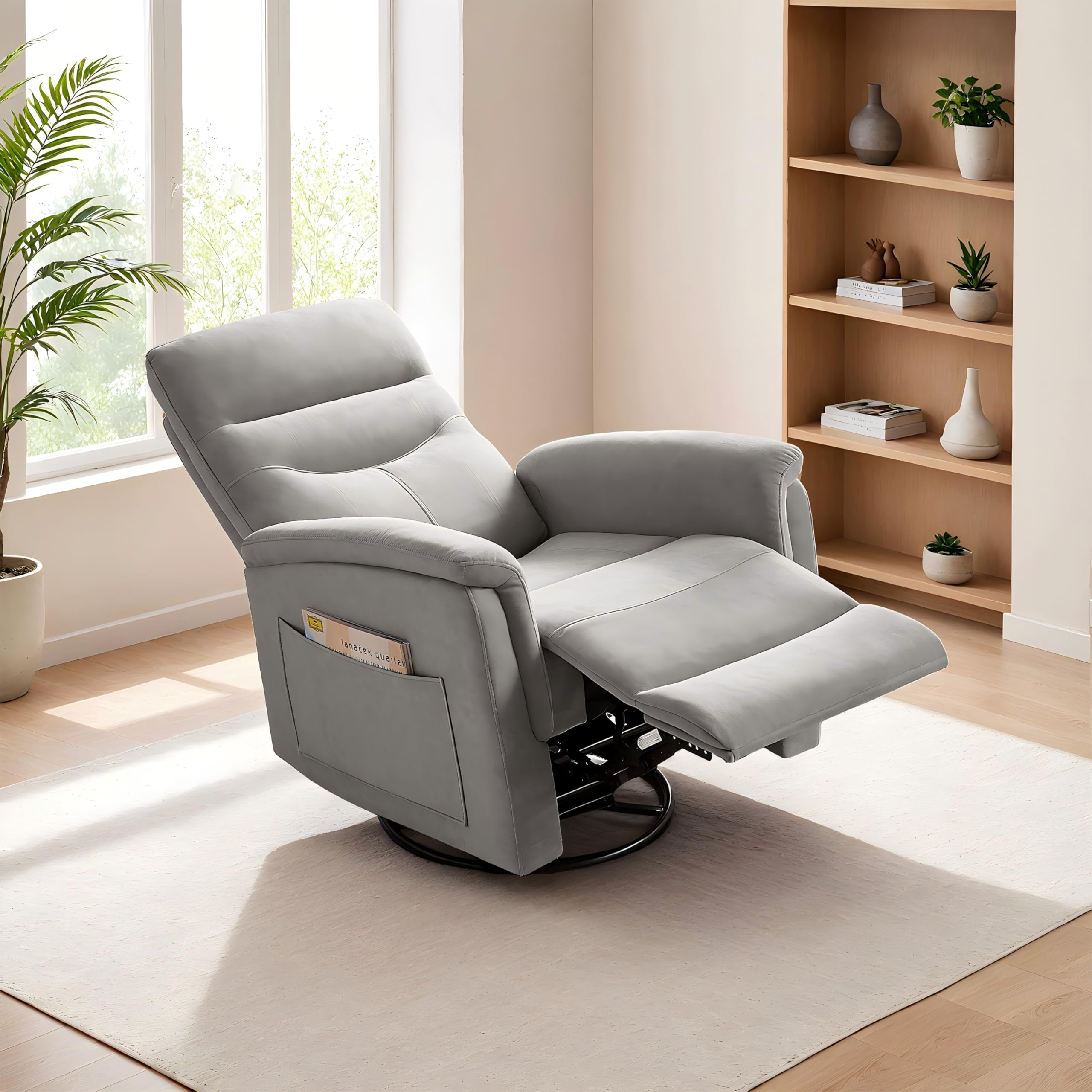 360° Swivel Glider Rocking Chair, Velvet Deep Seat Nursery Glider