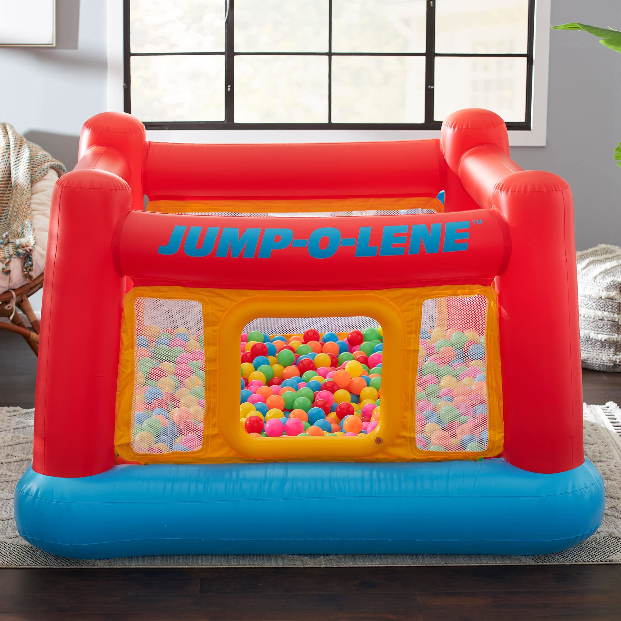 Inflatable Jump-O-Lene Trampoline Bounce House with Crawl-Thru Door & Net