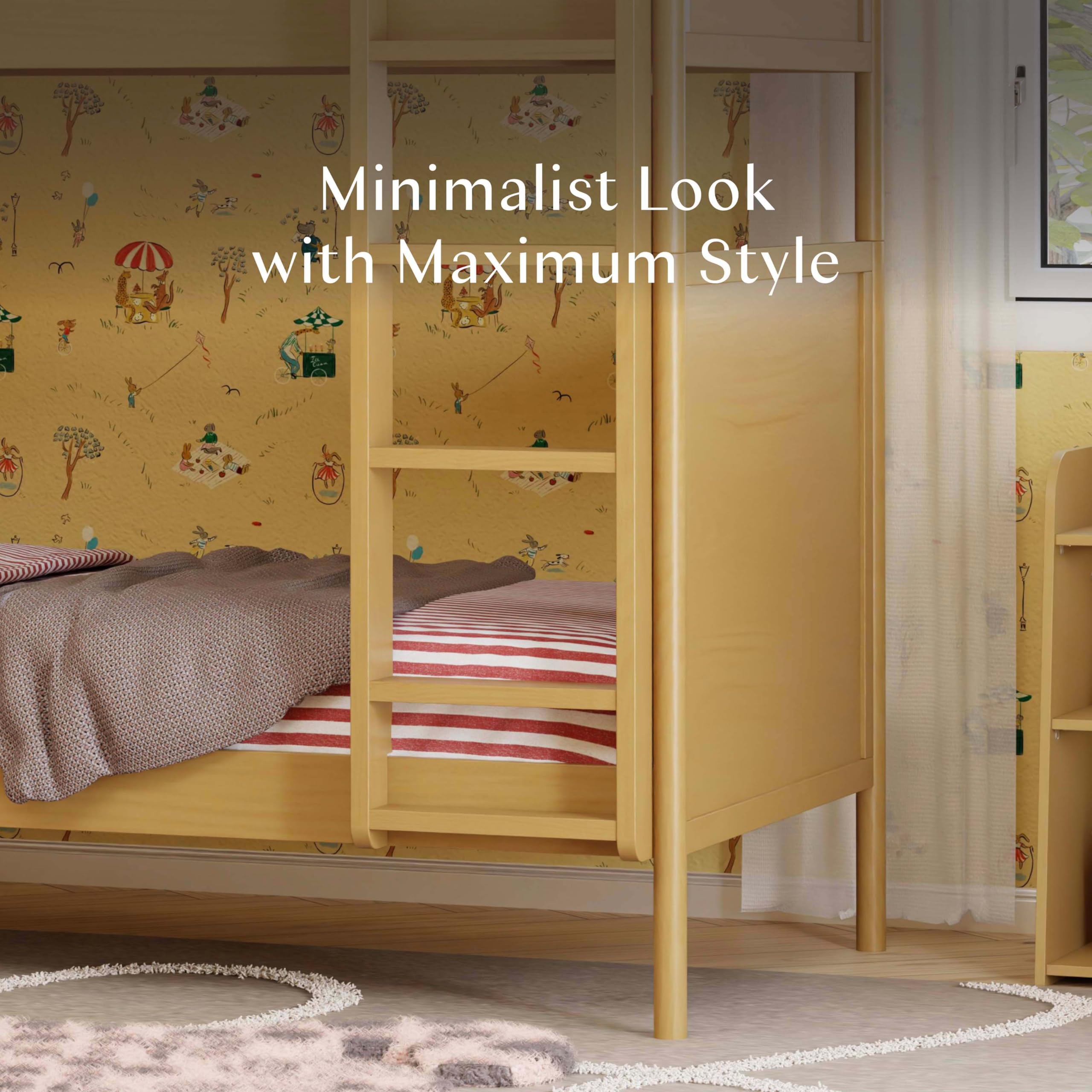 Convertible Twin Over Twin Bunk Bed with Adjustable Ladder