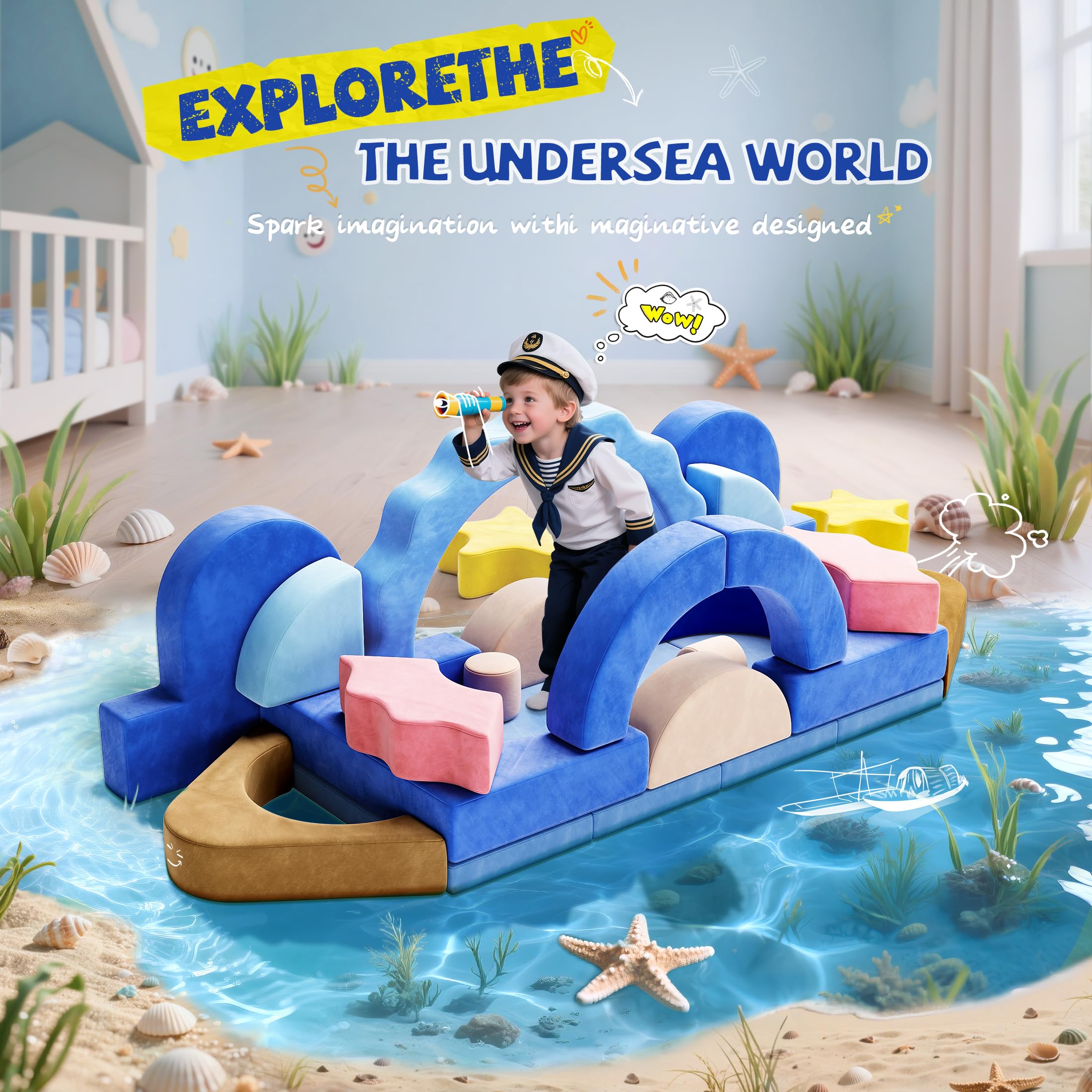 Modular Kids Play Couch - Sea Theme