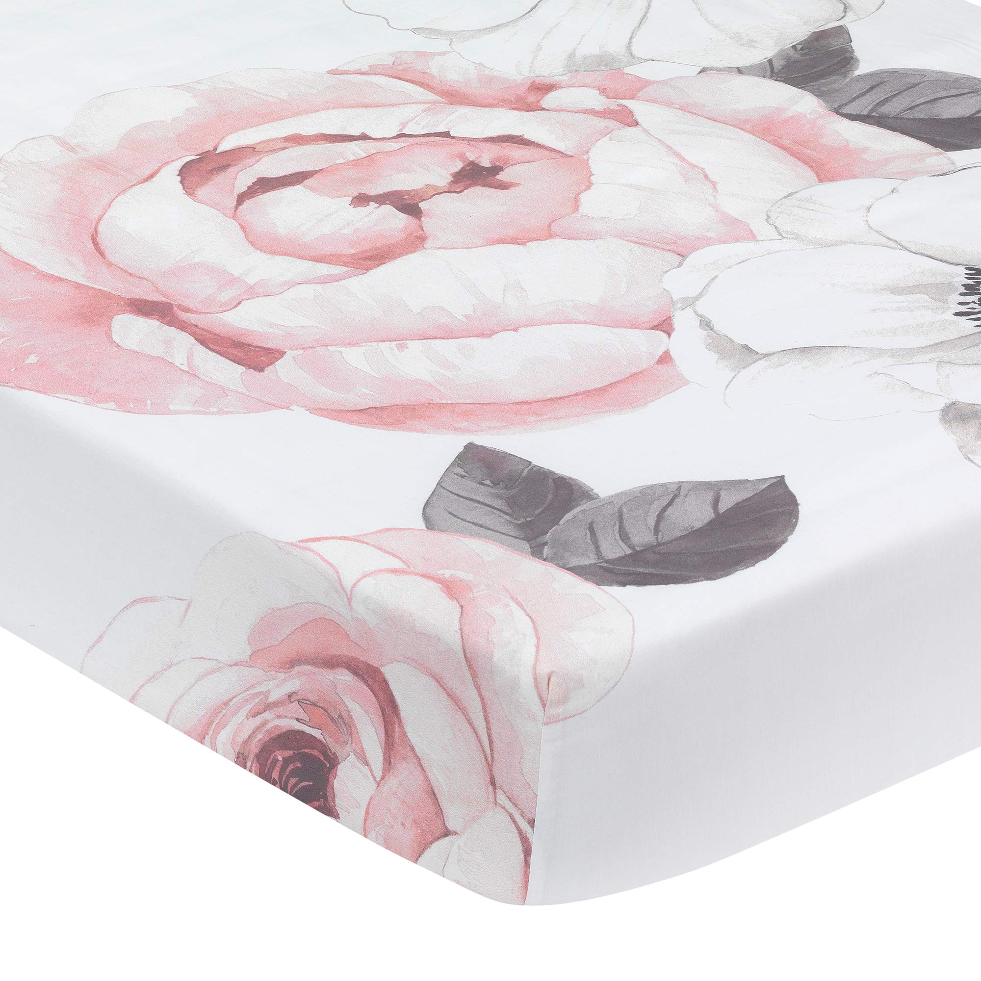 Floral Garden Watercolor/Pink Linen 5-Piece Baby Crib Bedding Set