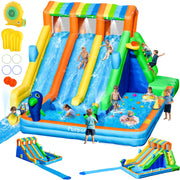 Inflatable Water Bounce House, Large Bounce Castle with 3 Slide, Inflatable Water Slide