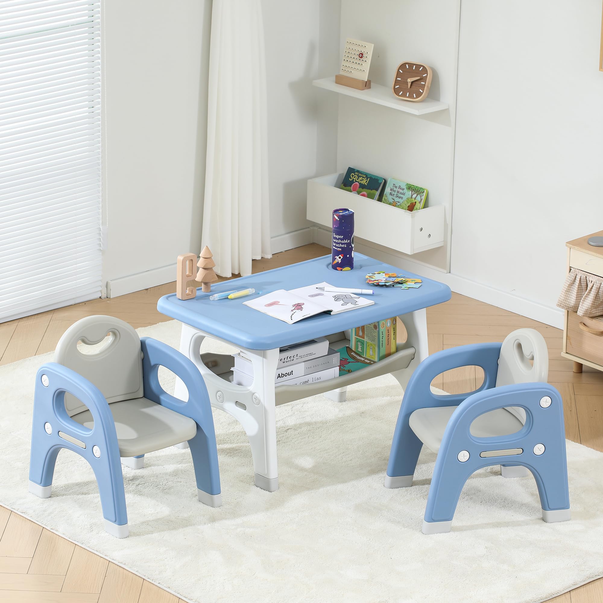 Kids Table and Chair Set with Storage