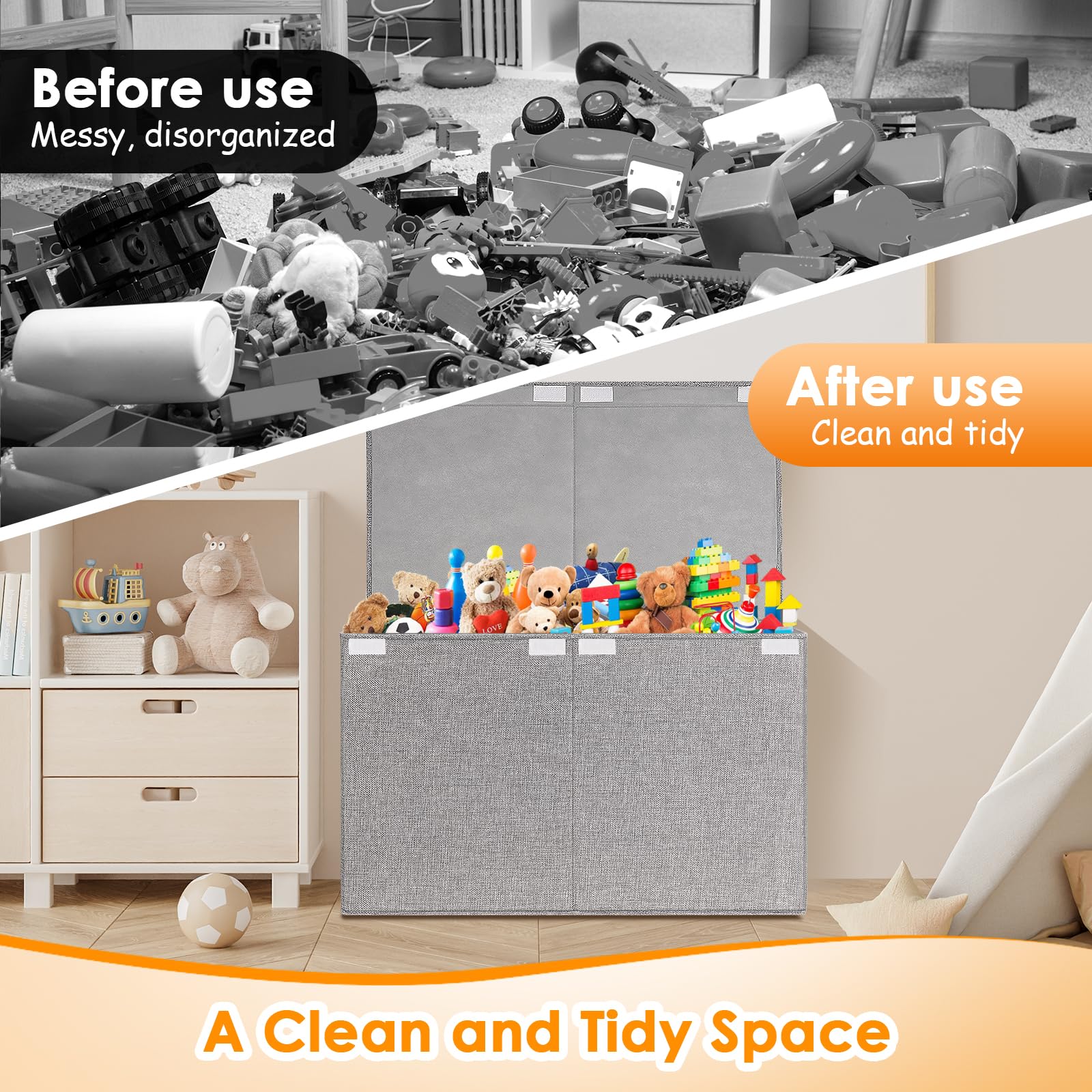 Large Toy Storage Box with Lid for Kids