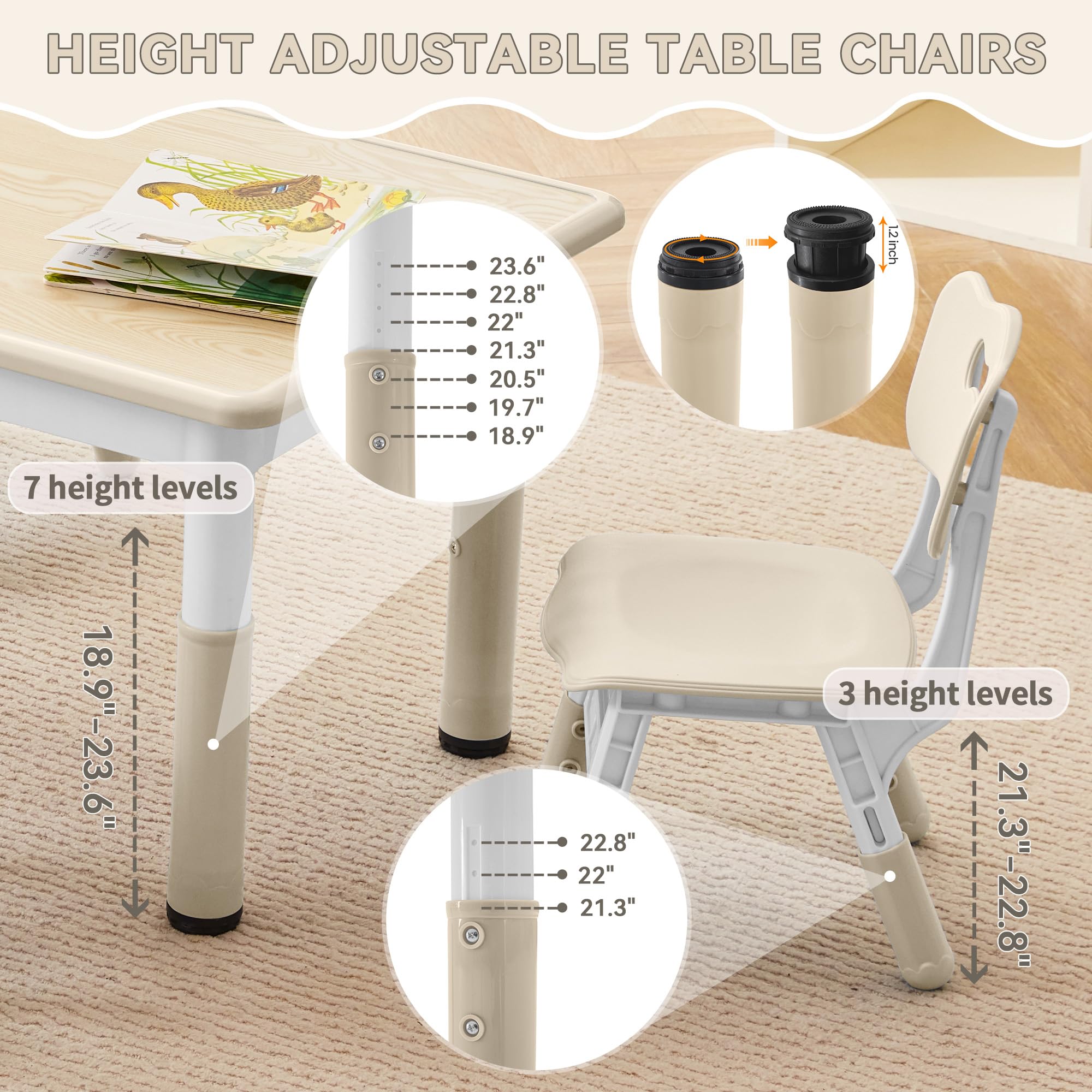 Height Adjustable Kids Table and Chair Set