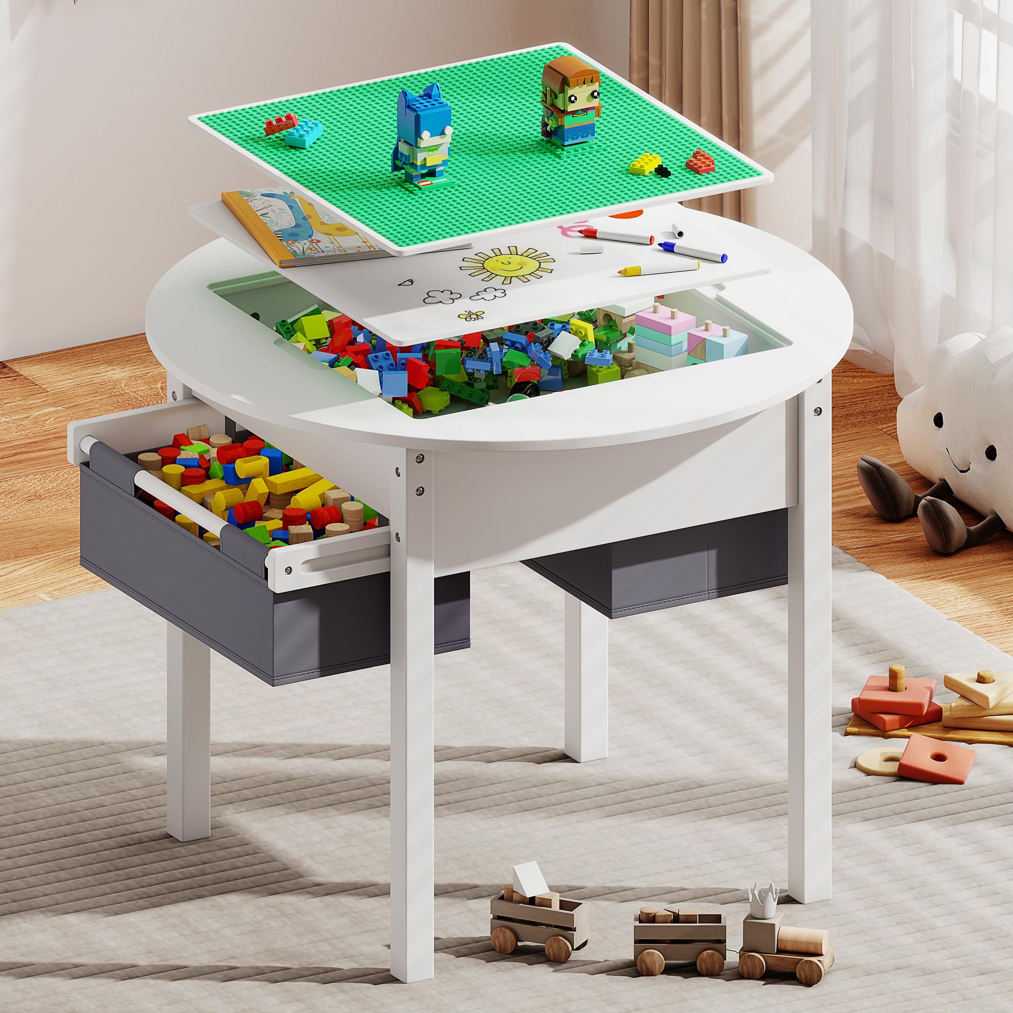 Kids Activity Table with Storage and Double-Sided Desktop