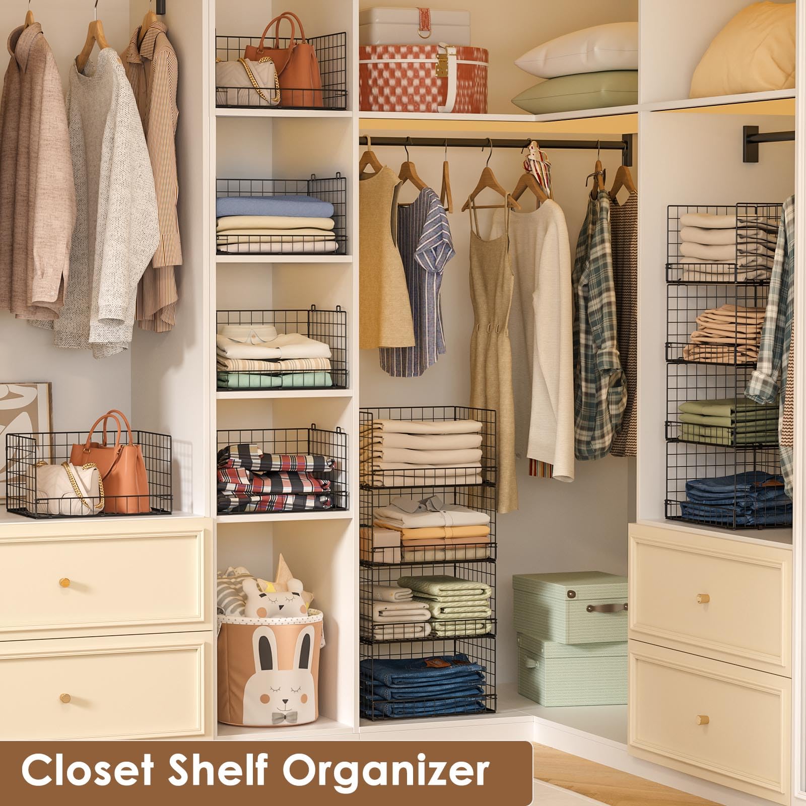 4-Tier Stackable Closet Organizer Shelves