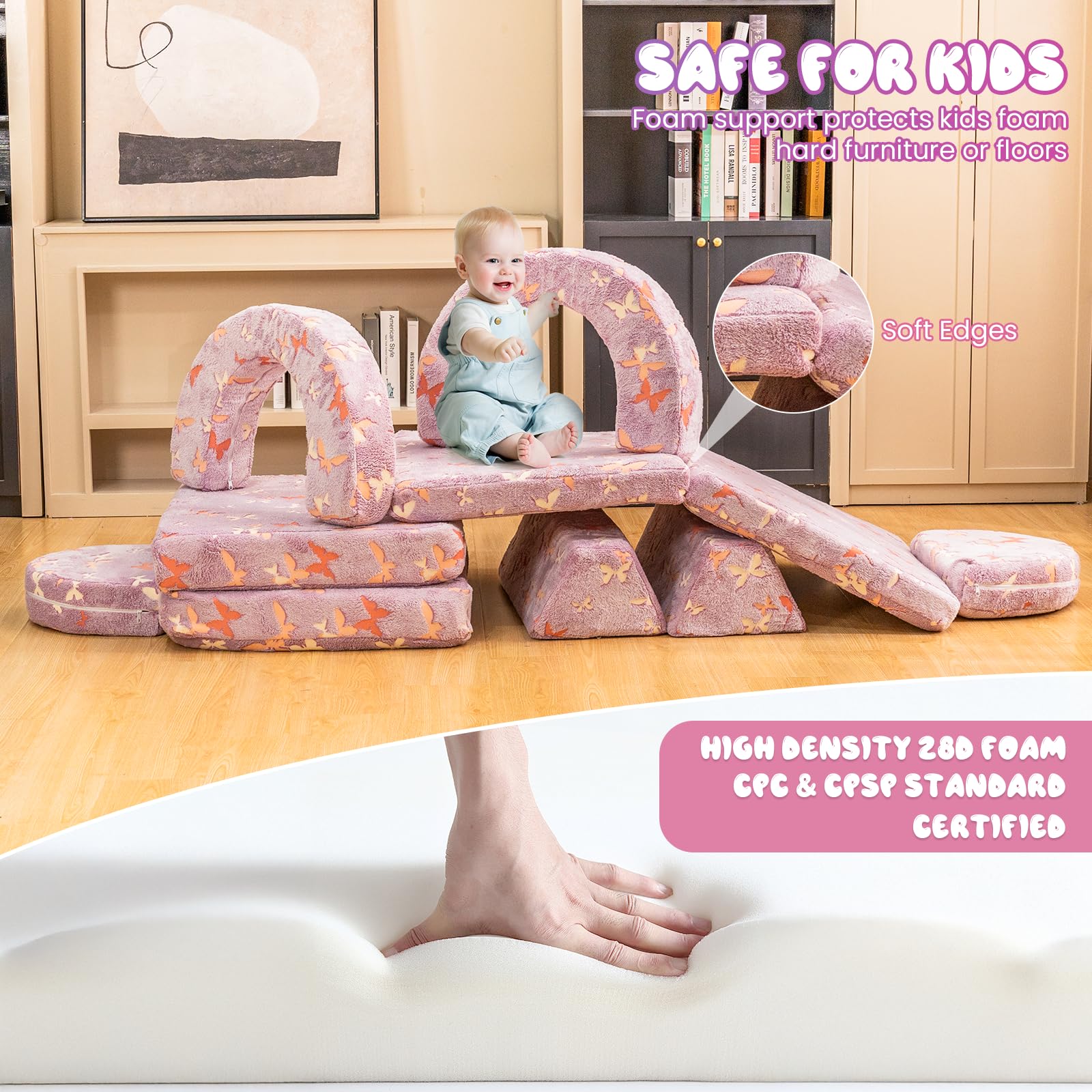 10-Piece Modular Kids Play Couch with Glow Feature