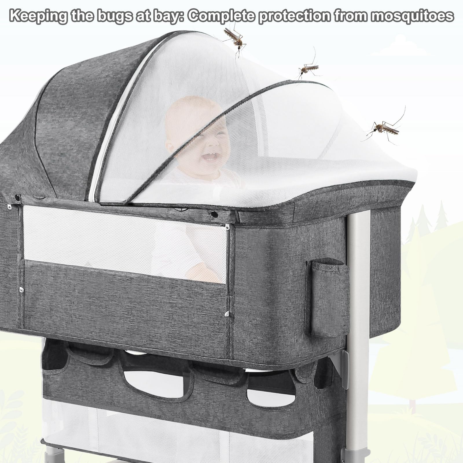 Baby Bassinet Bedside Sleeper with Diaper Changing Station