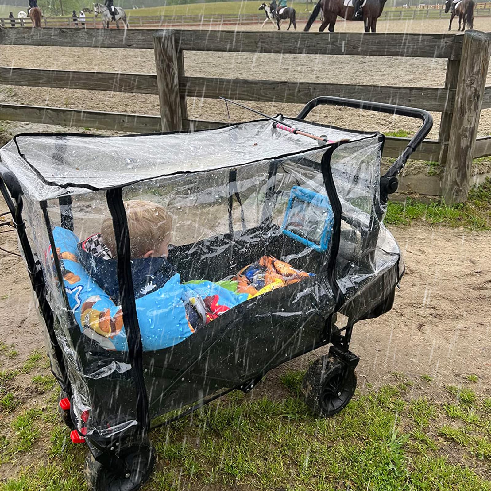 Wagon Cover for Rain, Universal Rain Cover Water Proof Wind Cover Stroller Baby Trend