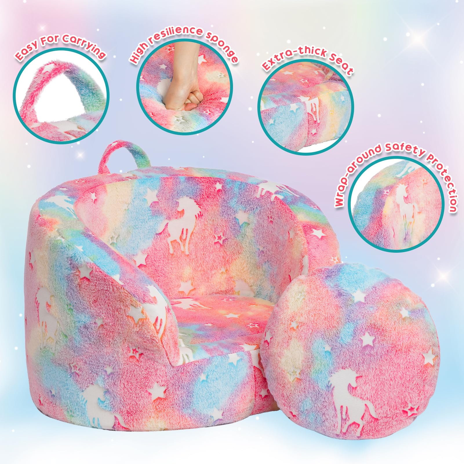 Toddler Foam Chair with Unicorn Design
