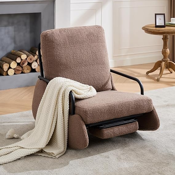 Nursery Rocking Chair, Teddy Upholstered Glider Rocker Modern Accent