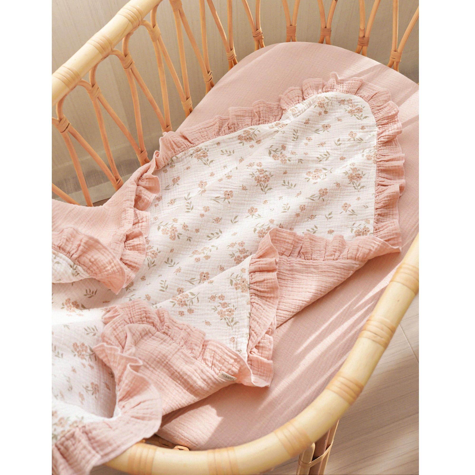 Muslin Cotton Baby Blanket - Flounce Floral Design
