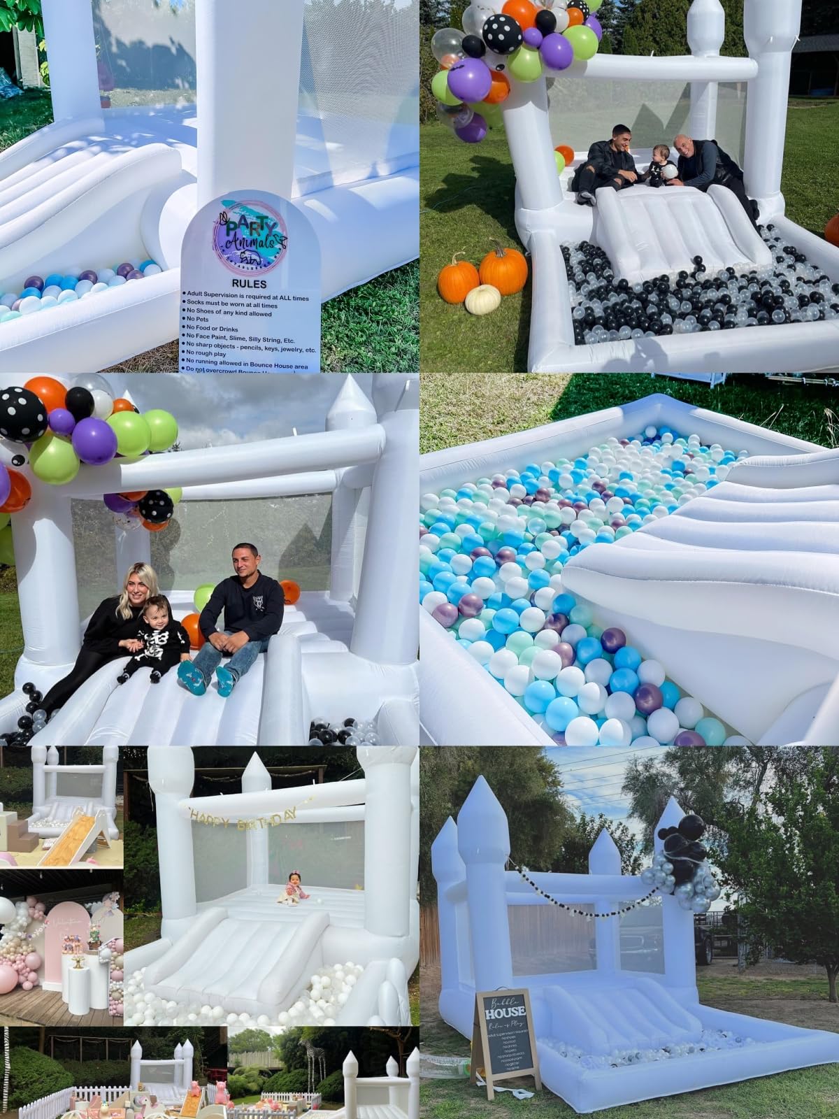 Inflatable White Bounce House for Kids with UL Blower-Portable, Large Ball Pool and Jump