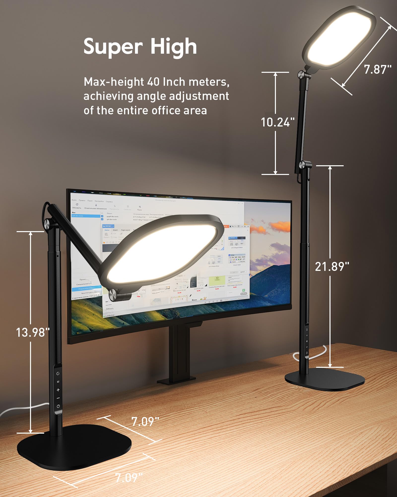 LED Desk Lamp with Adjustable Height and 50 Lighting Modes
