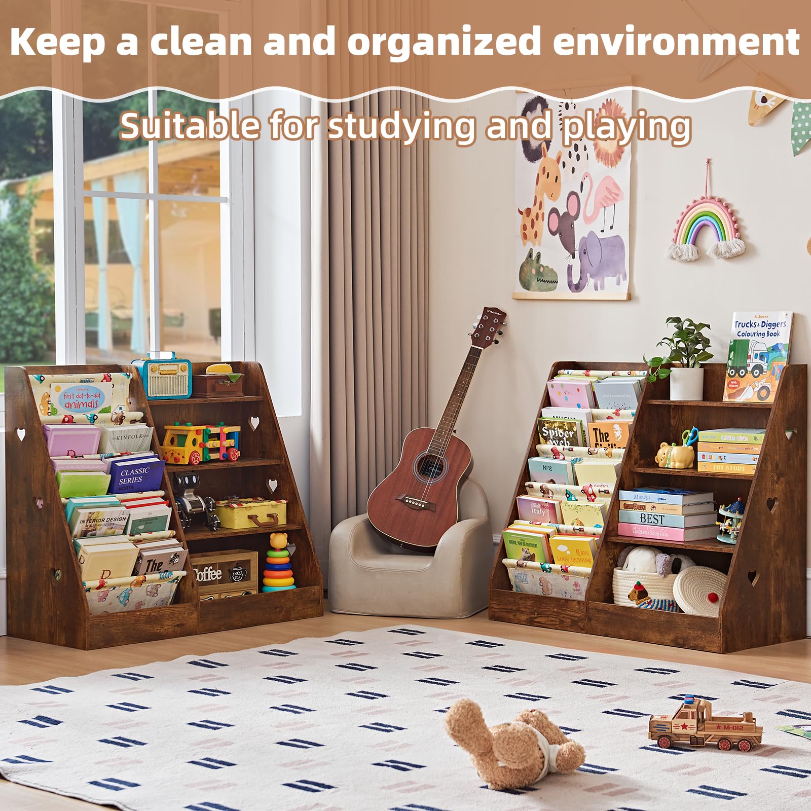 4 Tier Kids Bookshelf and Storage Organizer