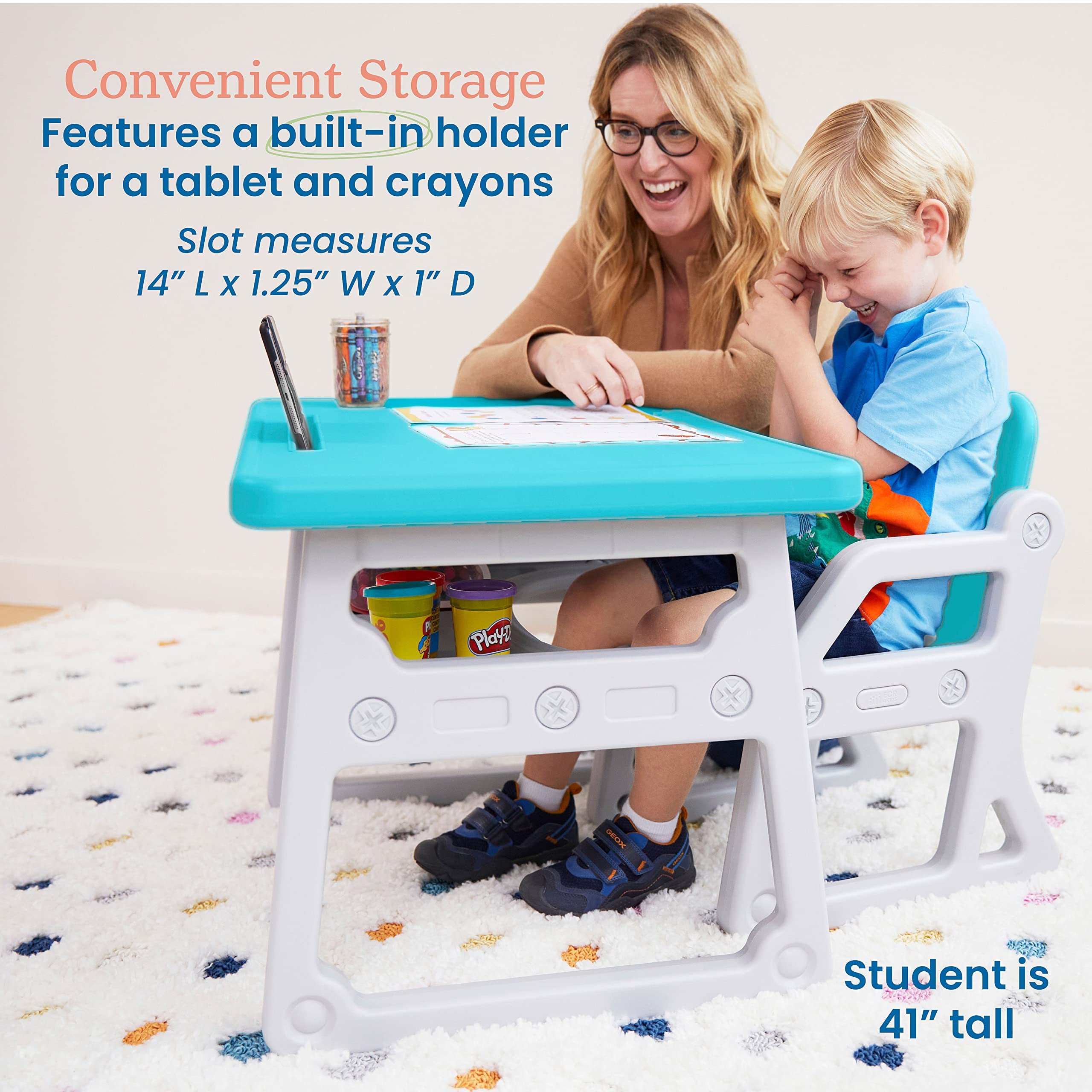 Toddler Desk and Chair Set with Storage Shelf