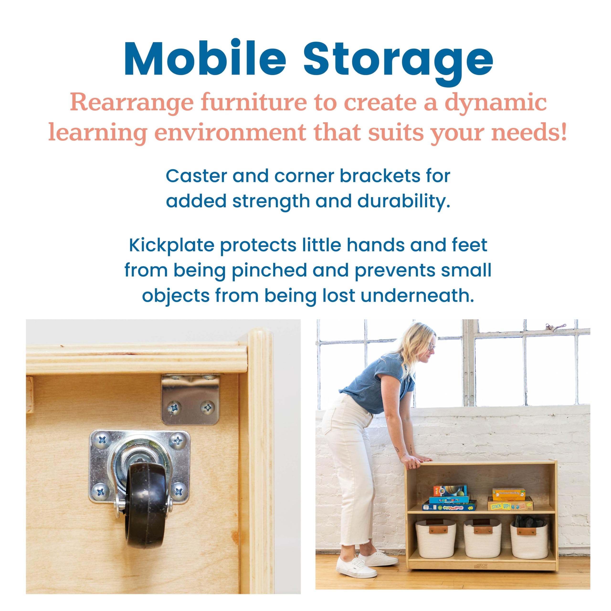 2-Shelf Mobile Storage Cabinet for Classroom