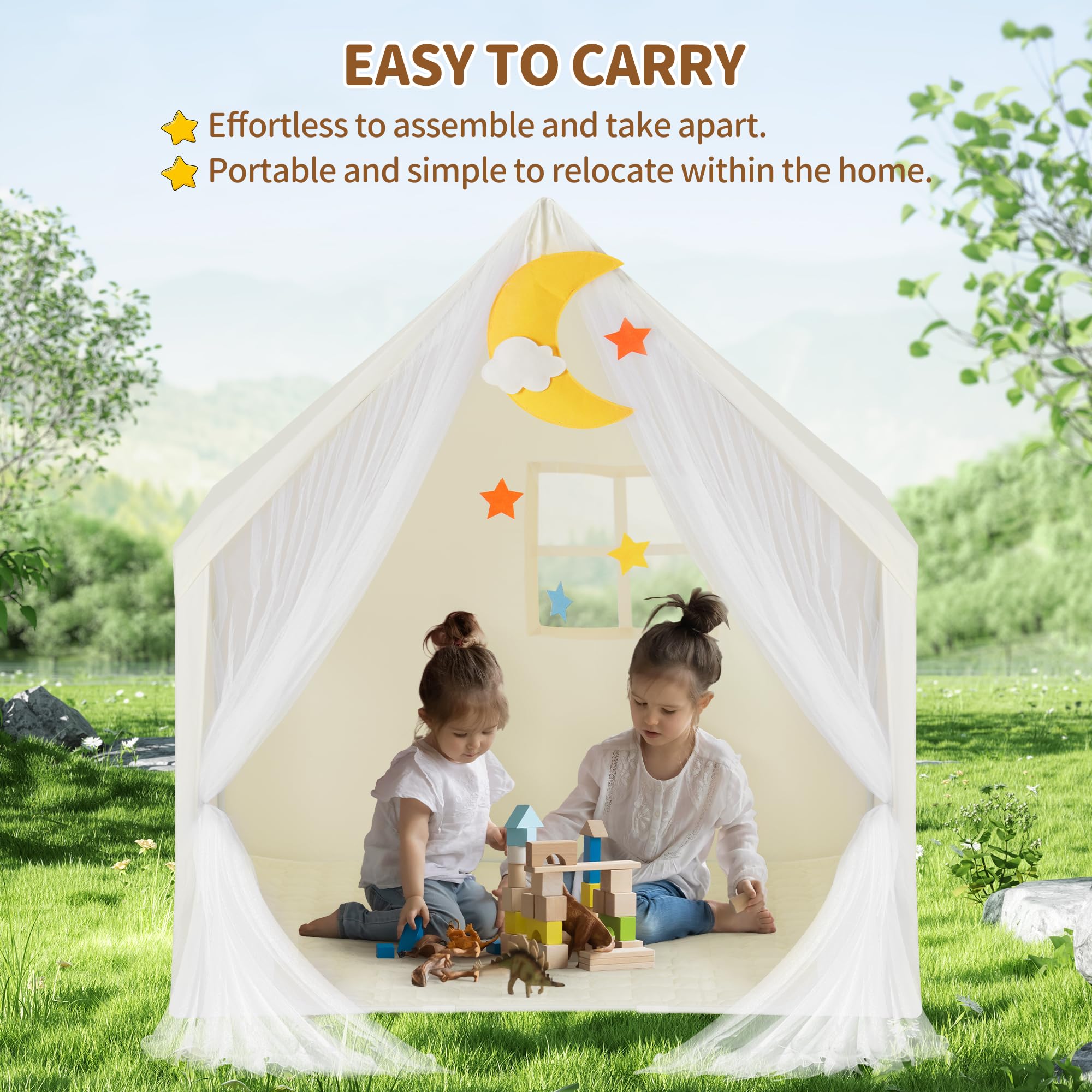 Princess Castle Play Tent with Mat and Star Lights