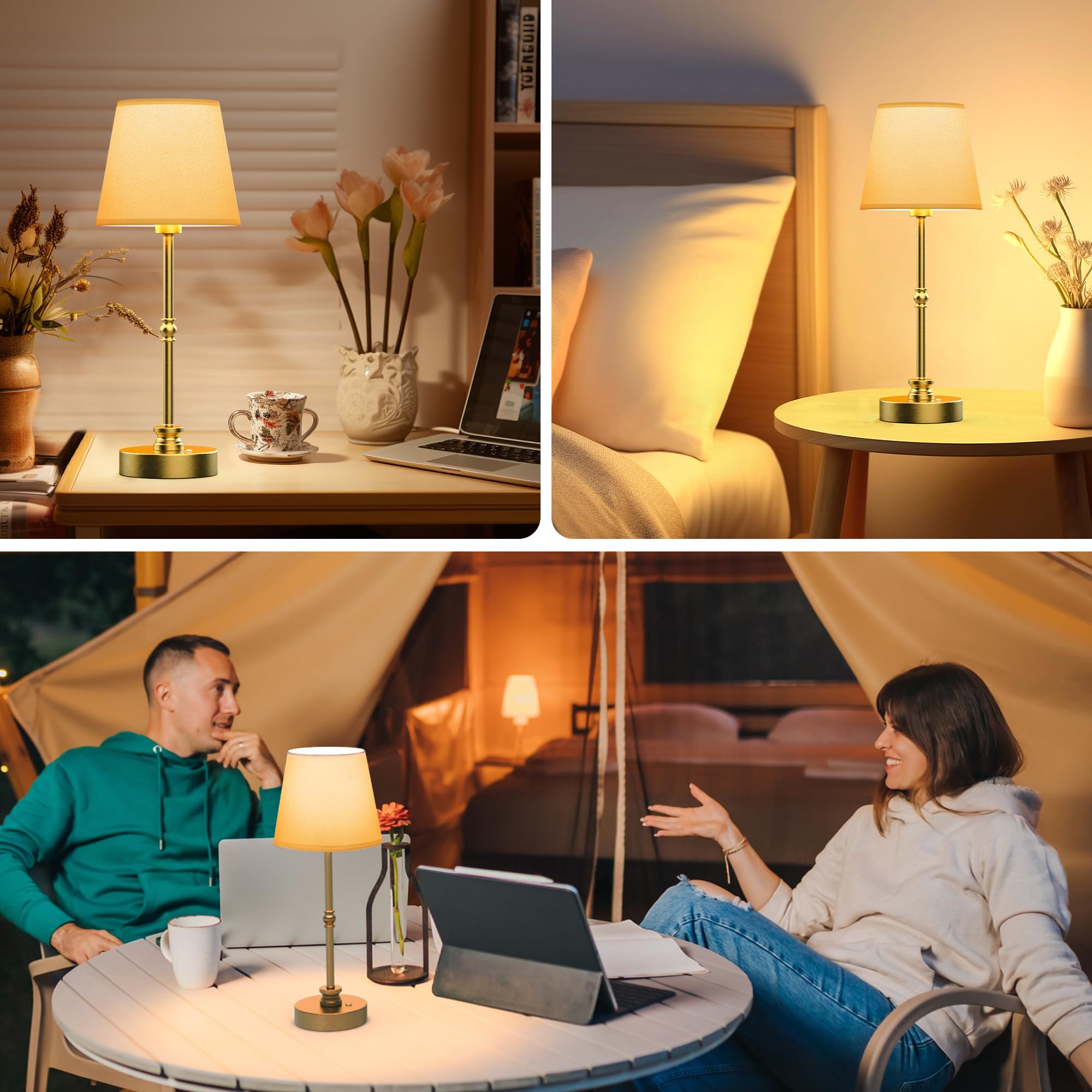 Rechargeable Cordless Table Lamp with Stepless Dimming and Touch Control