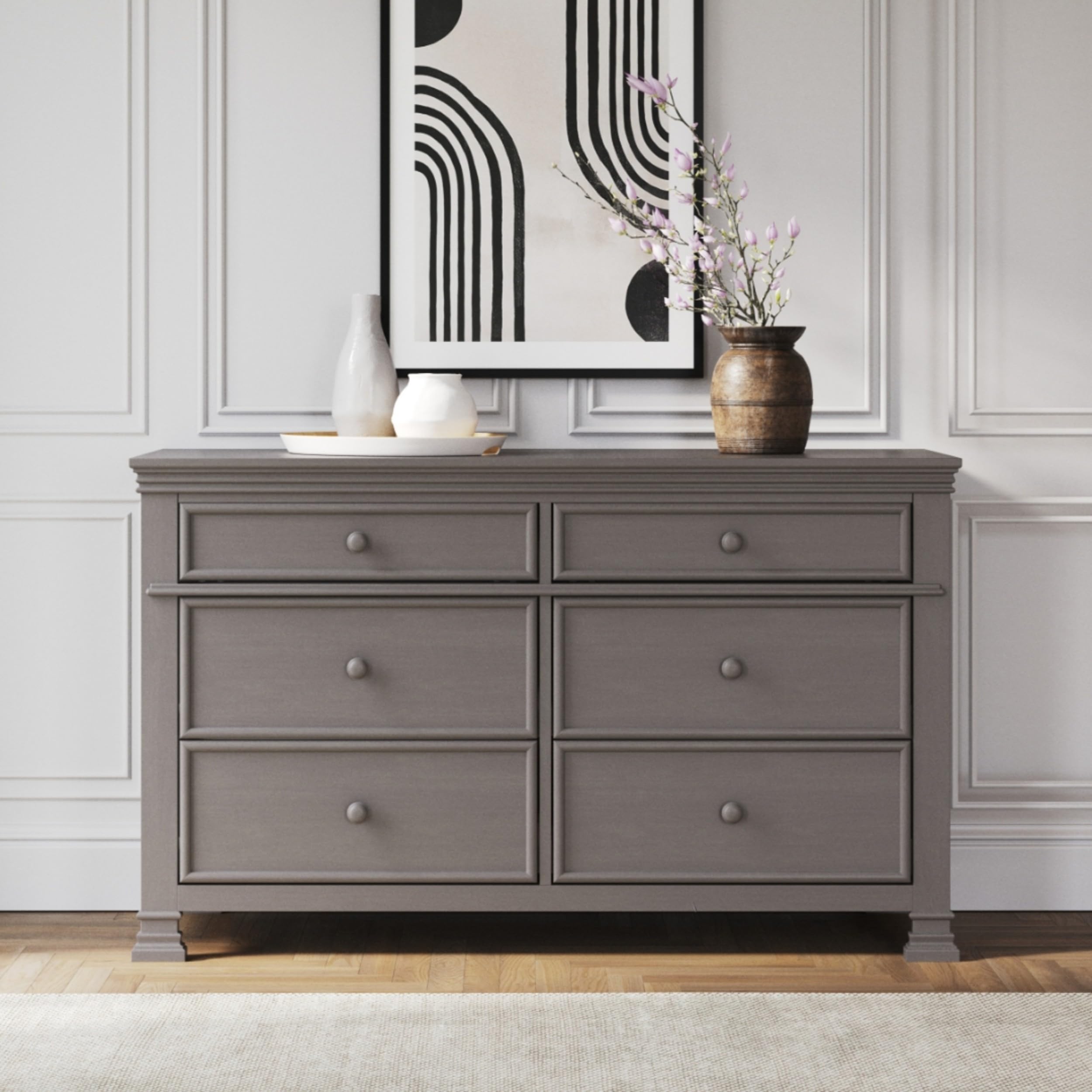 4-Piece Convertible Crib Nursery Furniture Set with Dresser Chest Nightstand