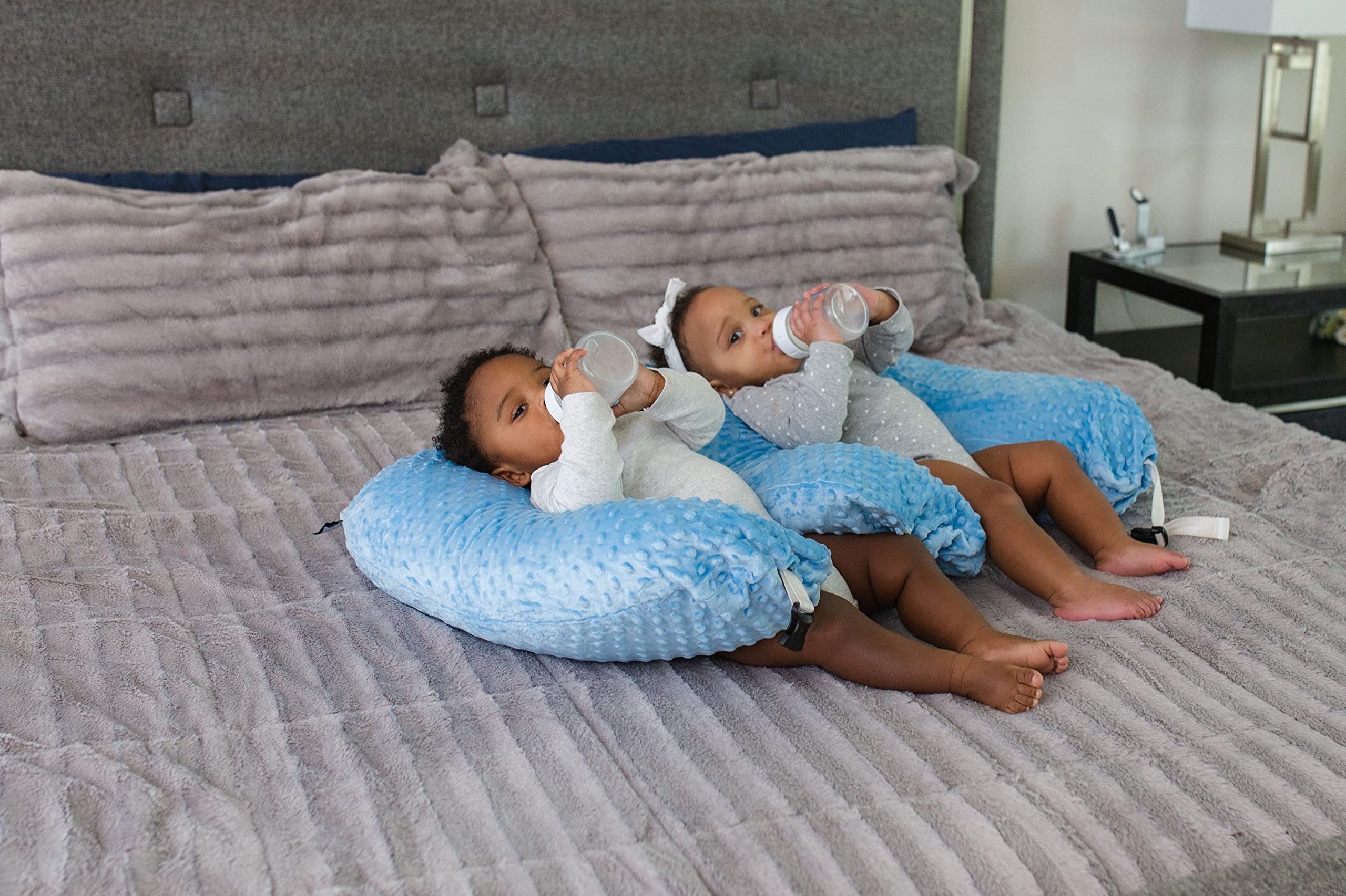 Navy - 6 uses in 1 Twin Nursing Pillow ! Breastfeeding, Bottlefeeding