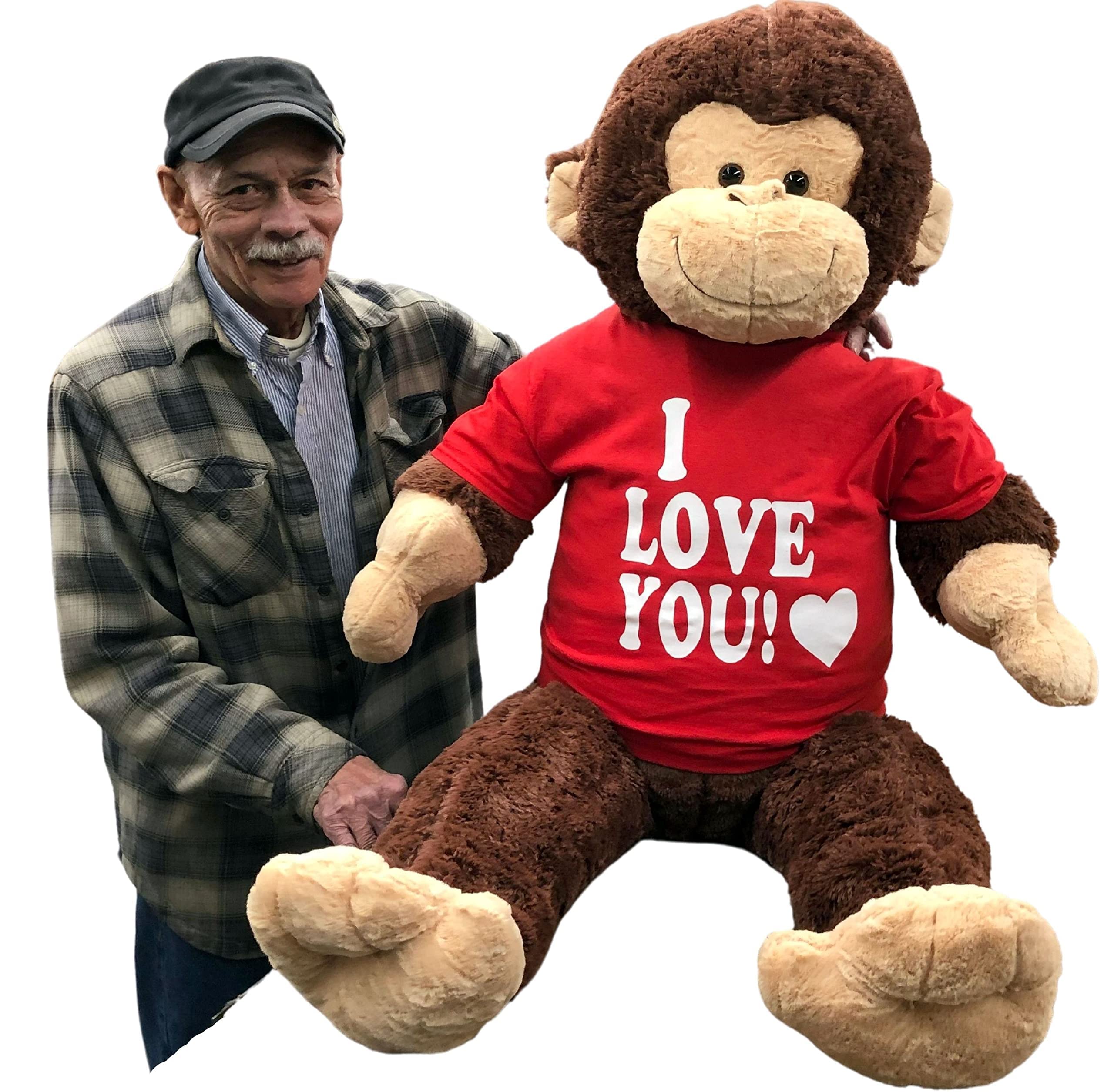 Giant Stuffed Monkey with I Love You Shirt - Large 4-Foot Extra-Soft Animal