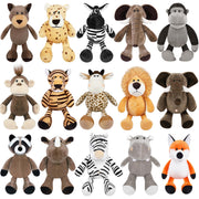 15 Pieces Safari Stuffed Animals Plush Toy 9.8 Inch Jungle Animals Stuffed Toys
