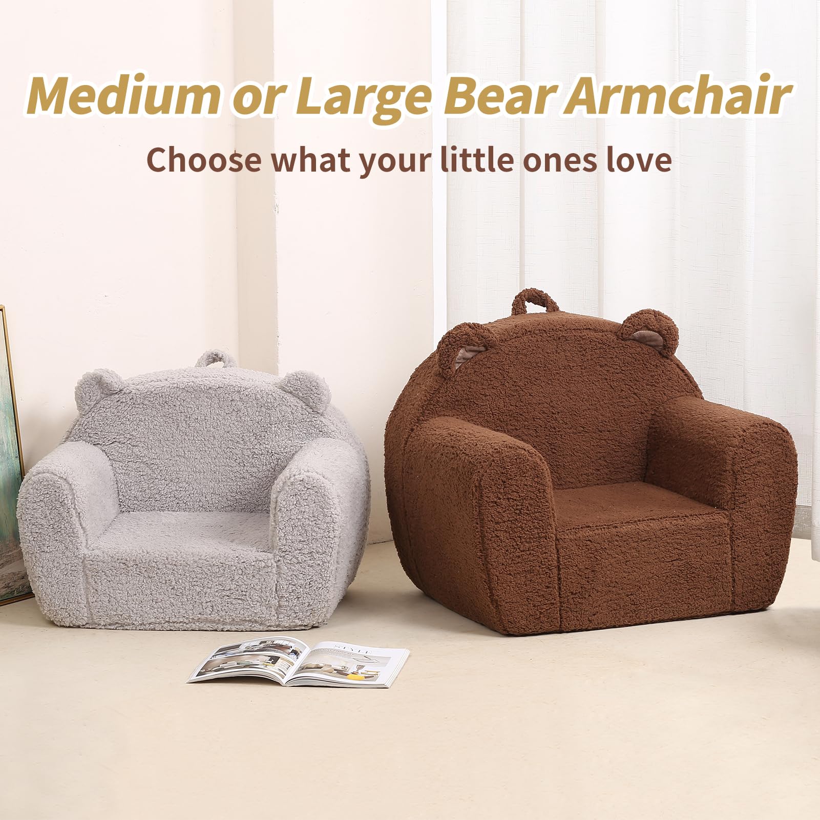 Toddler Sherpa Chair with Foam Cushioning