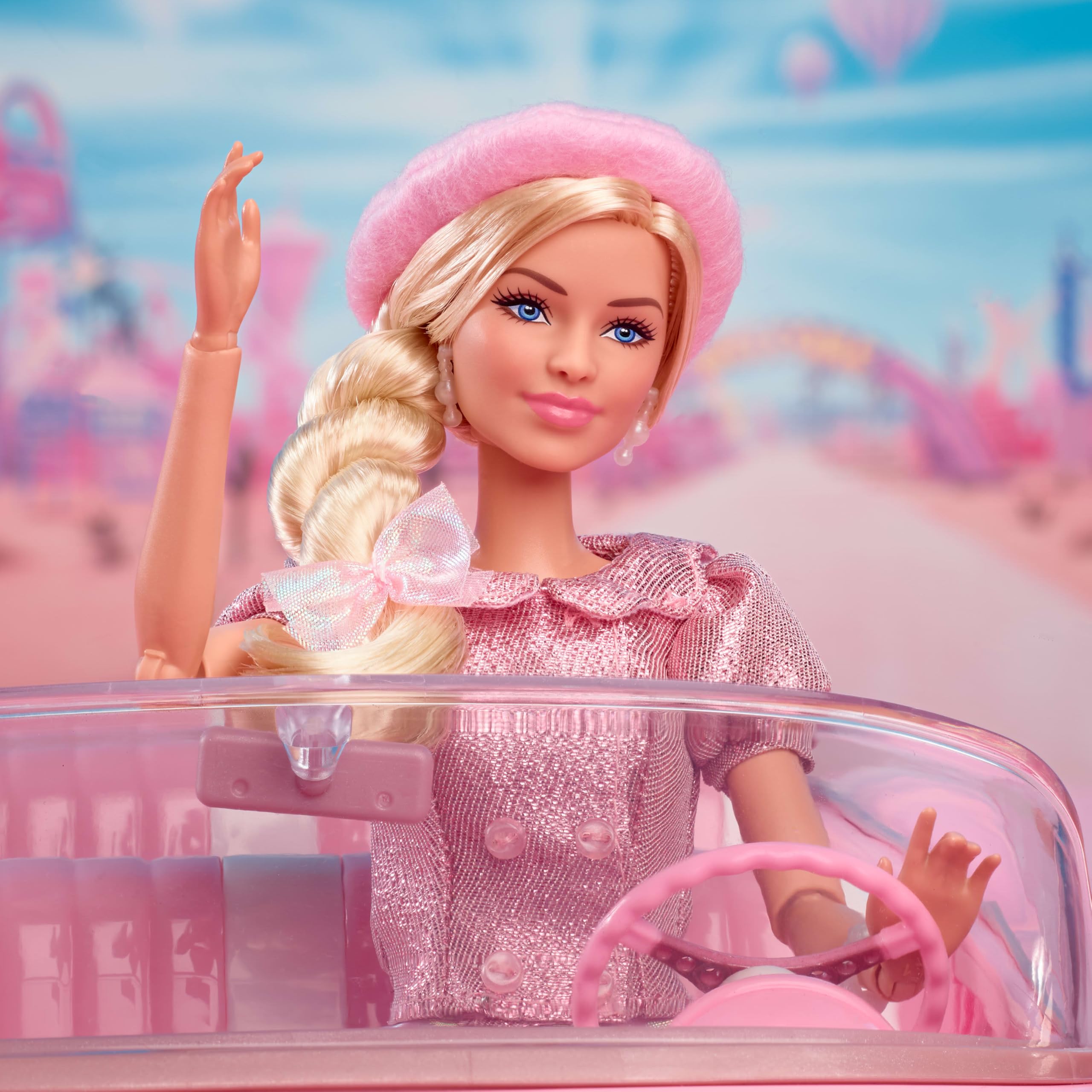 Barbie The Movie Doll, Margot Robbie as, Collectible Wearing Pink Blouse & Skirt Tutu Outfit, with Styled Hair & Matching Jewelry