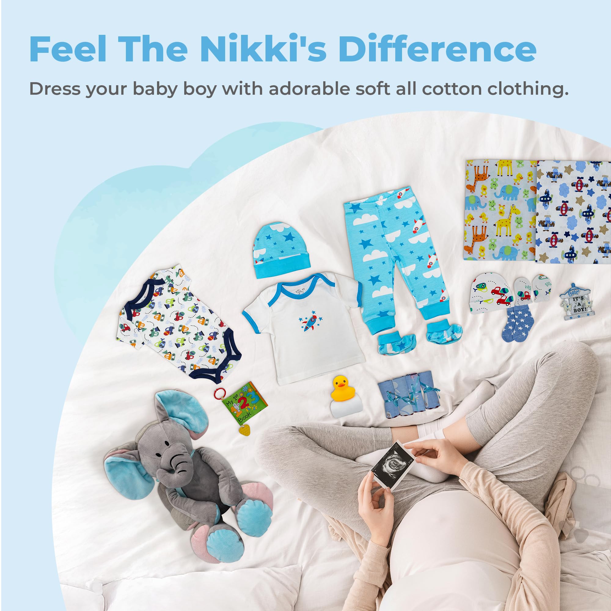 Deluxe Baby Boy Gift Basket - 20 Piece Newborn Essentials Set