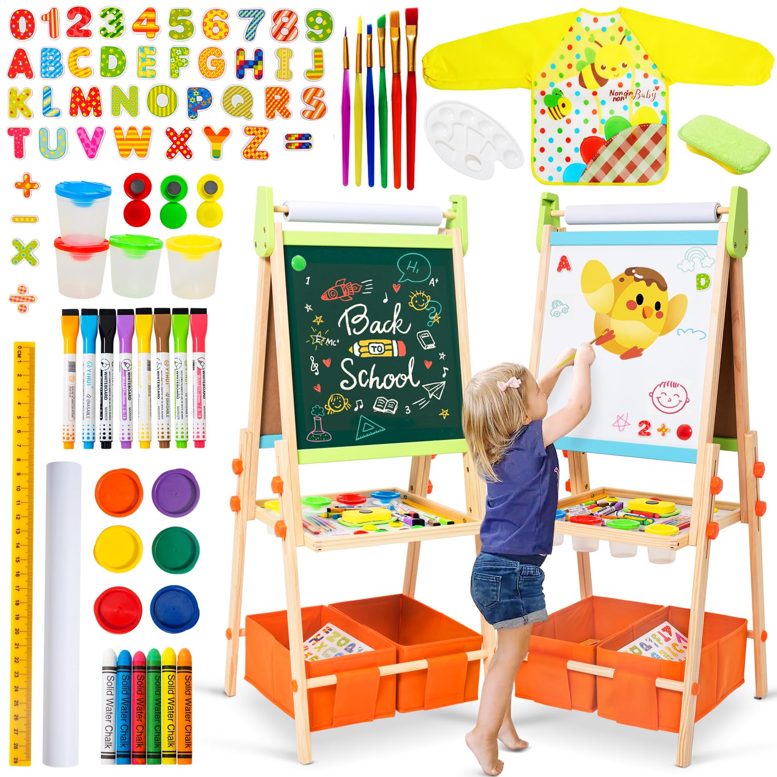 Including 100+ Accessories, Rundad Double Sided Wooden Easel