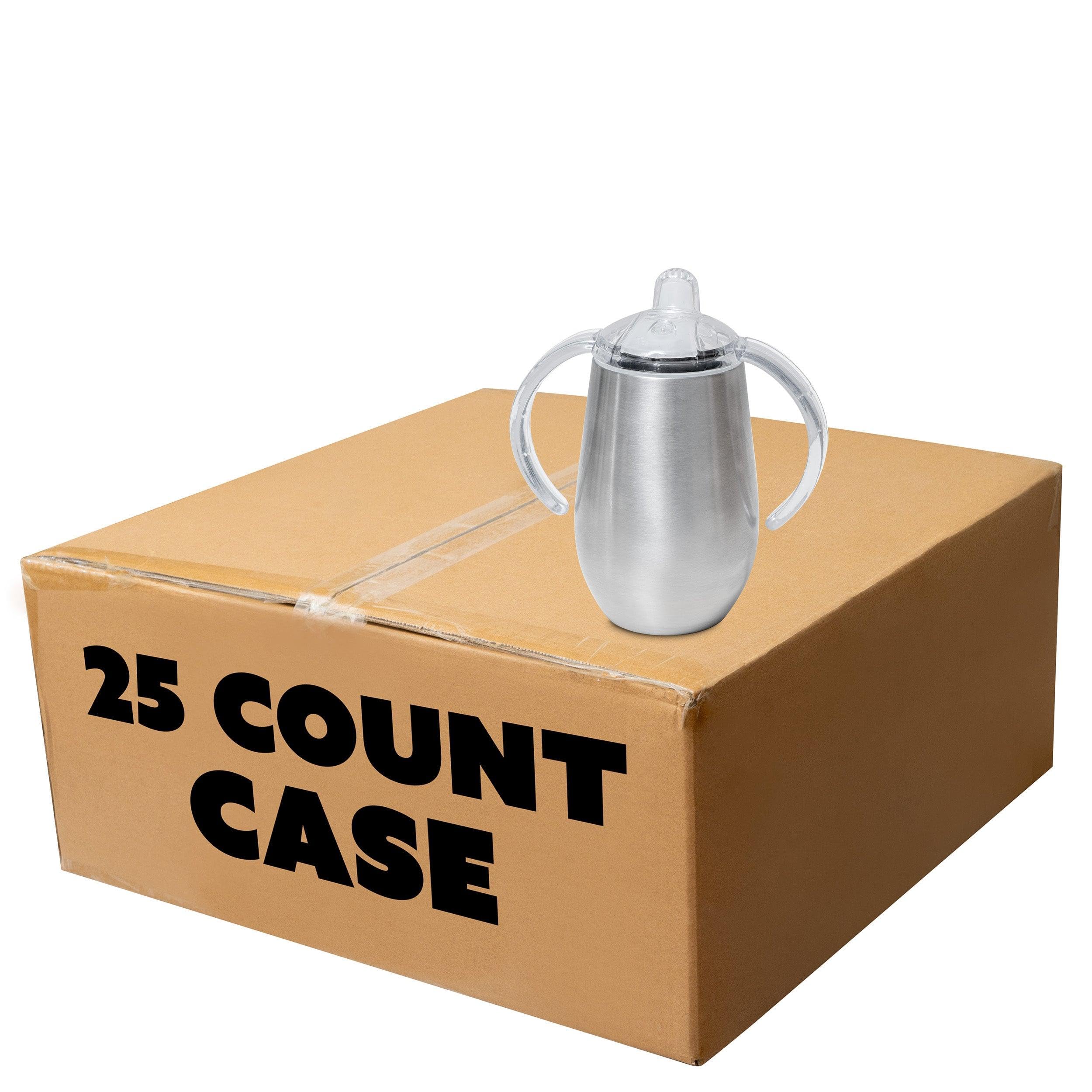 Stainless Steel Sippy Cup Pack of 25 with Clear & Hard Plastic