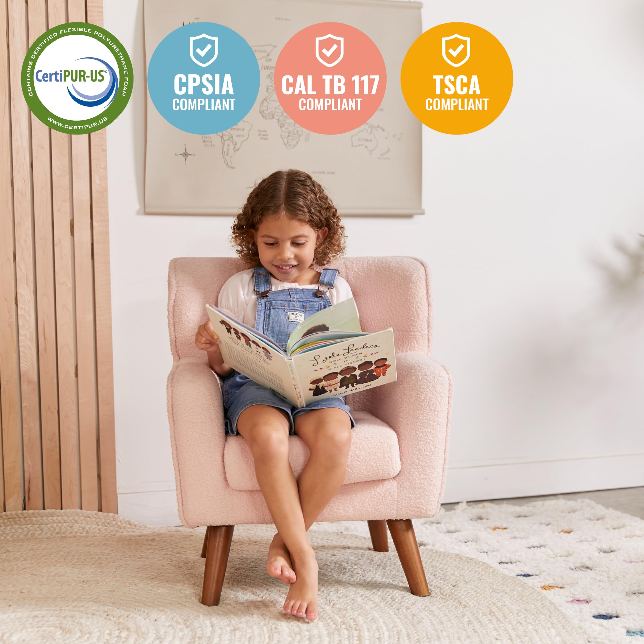 Children's Sherpa Armchair with Removable Cushion