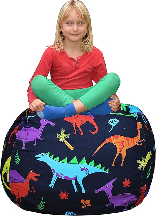 Bean Bag Chair for Kids - Stuffed Animal Toy Storage Cover with zipper