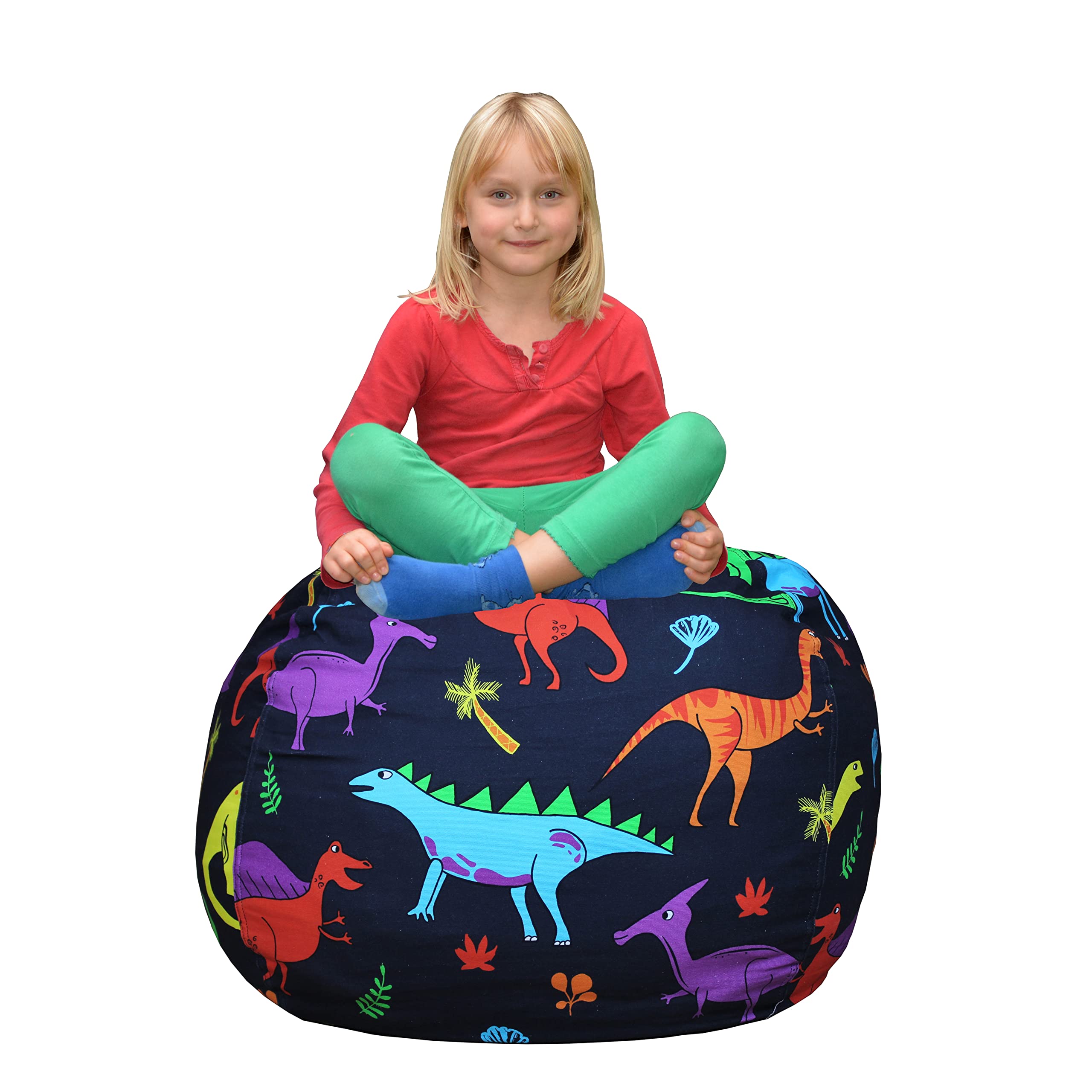 Bean Bag Chair for Kids - Stuffed Animal Toy Storage Cover with zipper