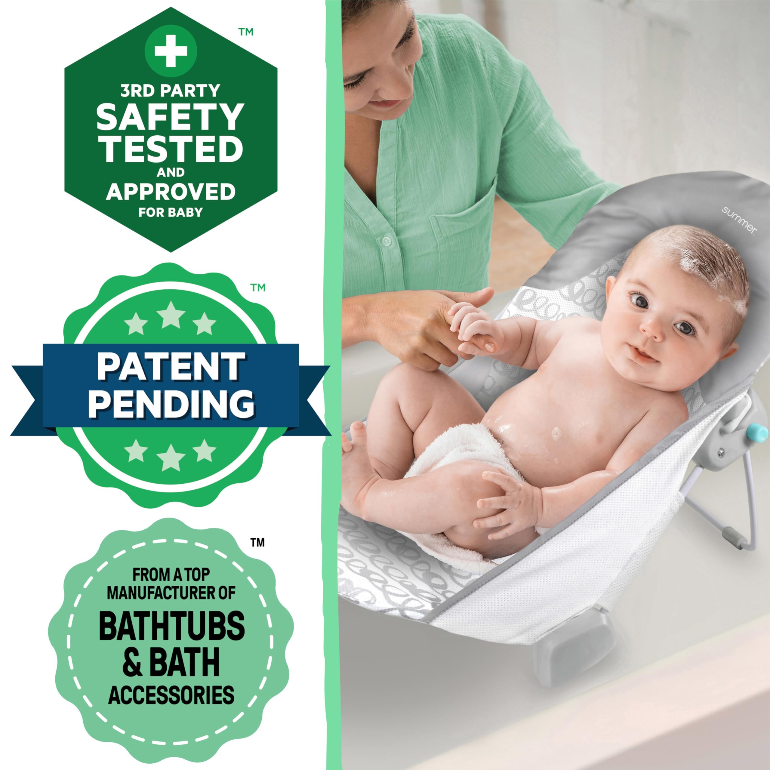 2-Position Foldable Baby Bath Seat with Mesh Sling