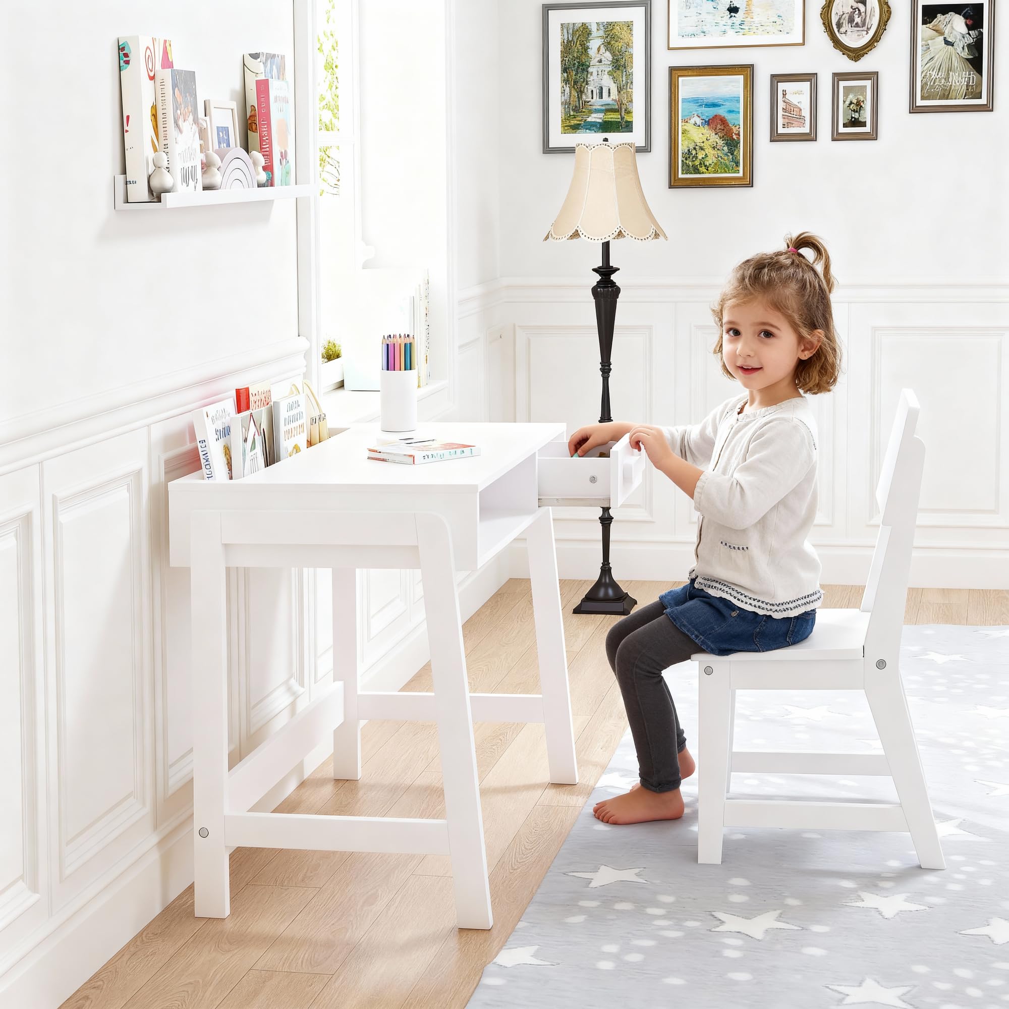 Kids Desk and Chair Set with Storage