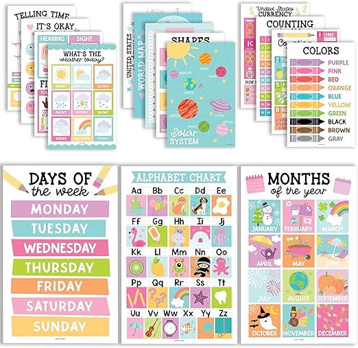 16 Educational Posters for Classroom & Kindergarten