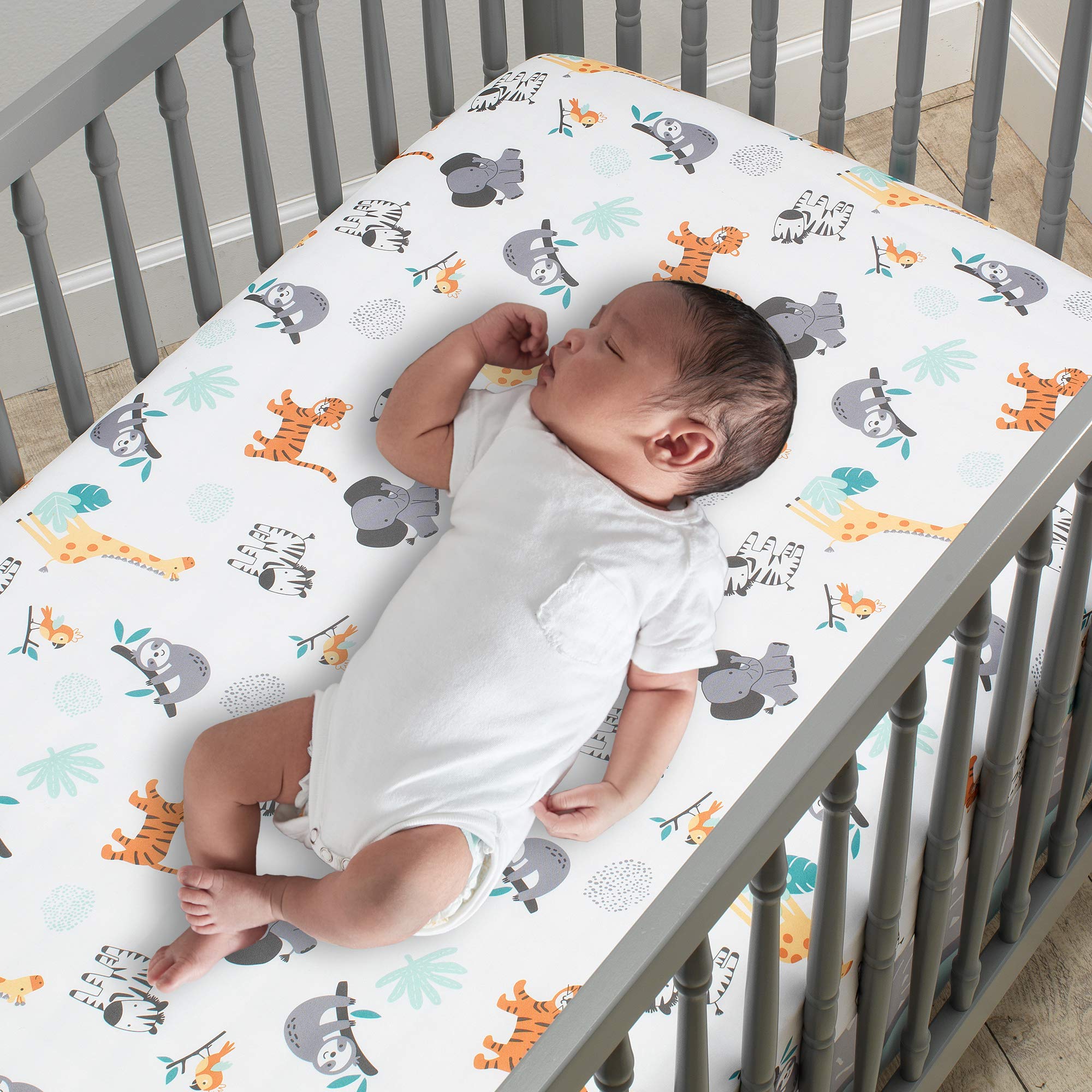 Jungle Animal 3-Piece Crib Bedding Set - Quilt, Fitted Sheet & Skirt