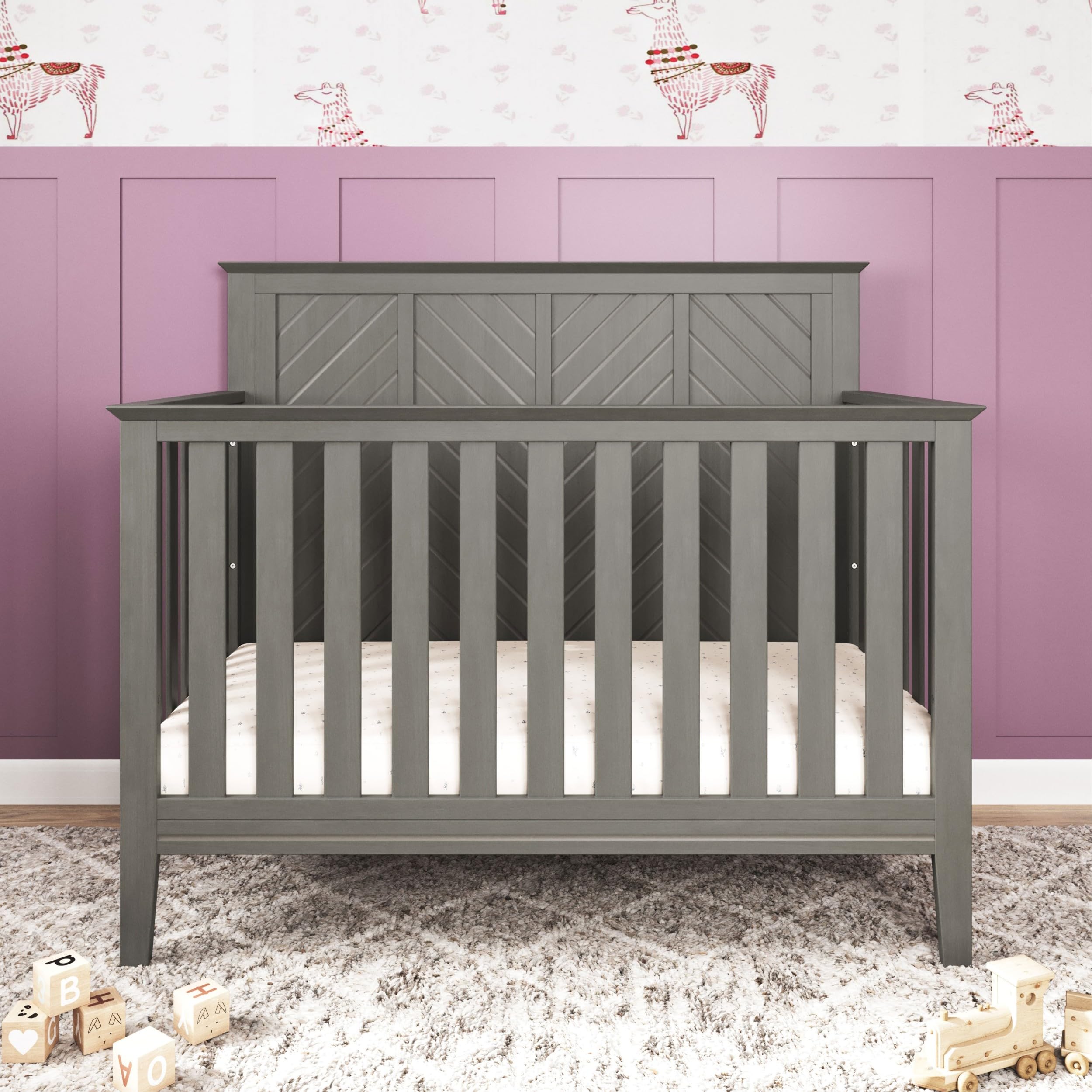 Child Craft Atwood Crib and Dresser Nursery Set, 2-Piece, Includes 4-in-1 Convertible Crib and 3-Drawer Dresser, Grows with Your Baby (Lunar Gray)