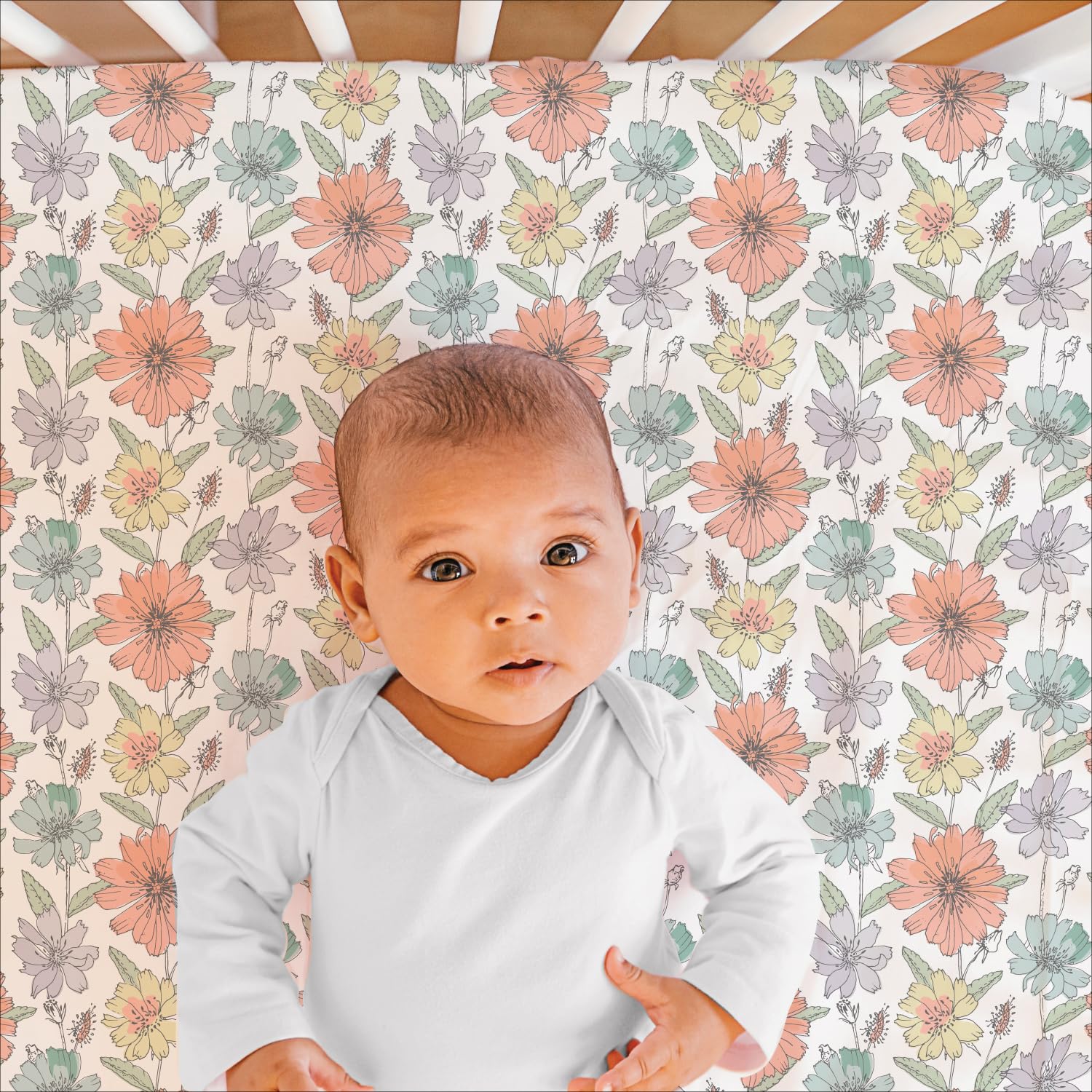 3 Piece Baby Crib Bedding Set - Lavender Vintage Floral