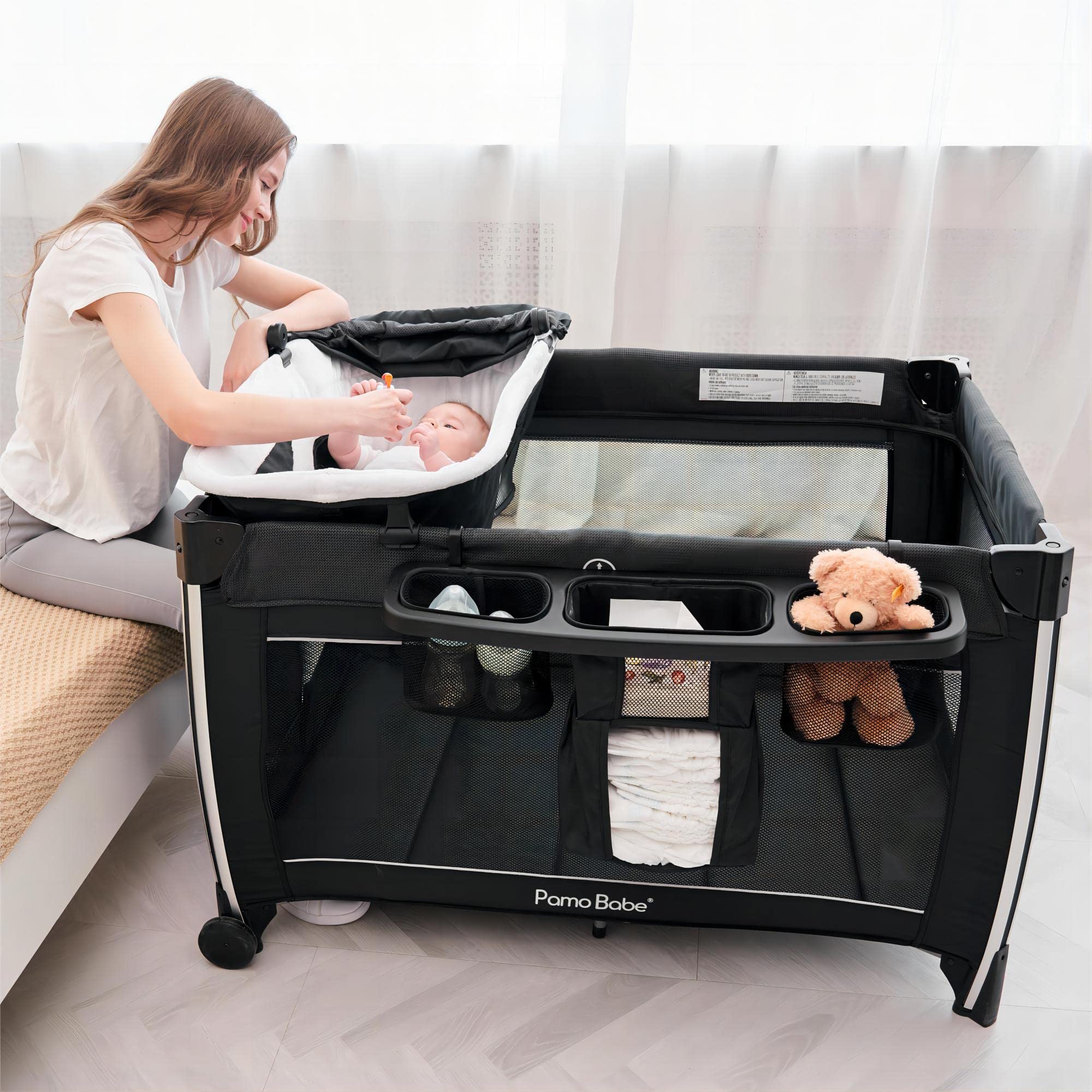 4-in-1 Portable Baby Playard with Bassinet and Changing Table