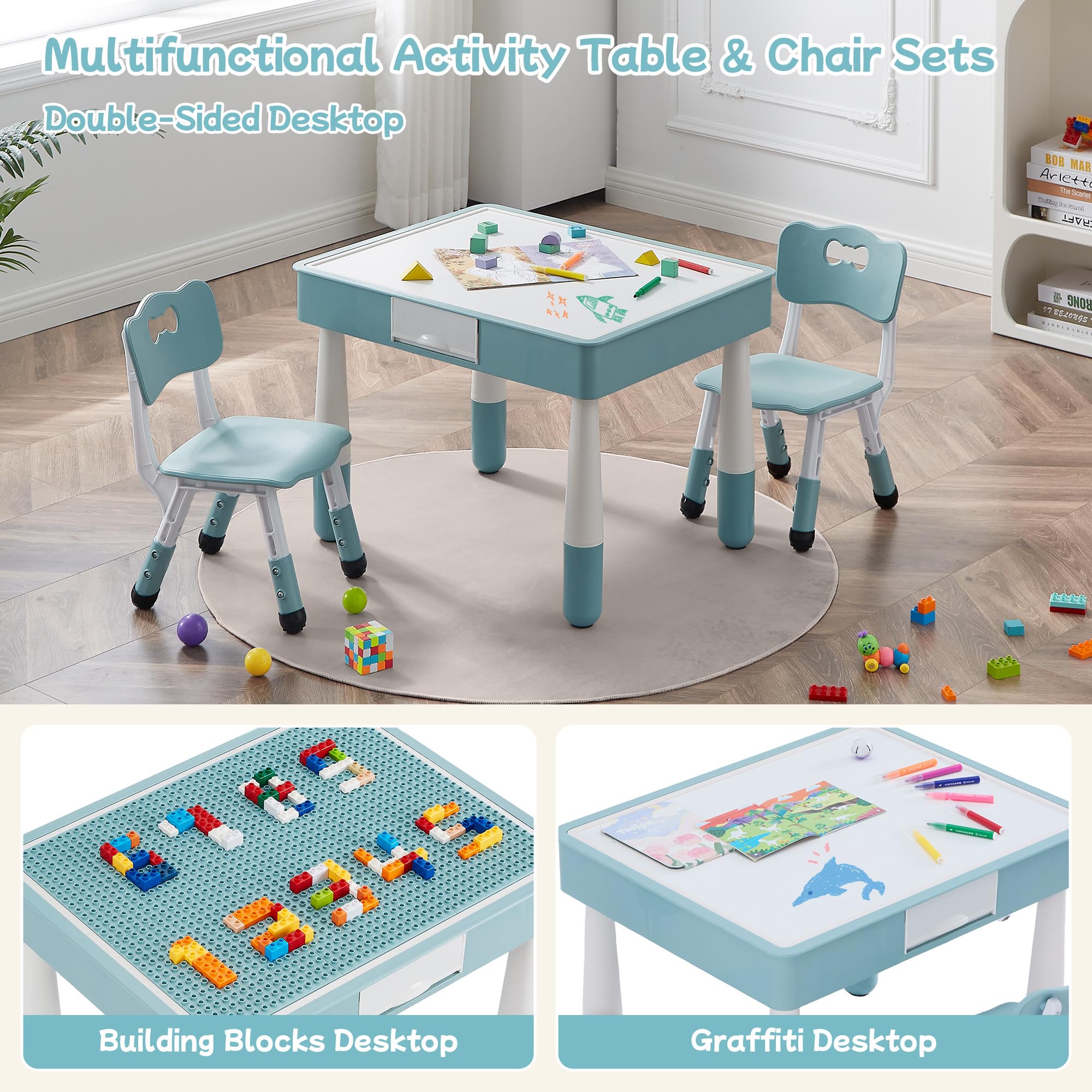 4-in-1 Kids Activity Table and Chairs Set with Storage