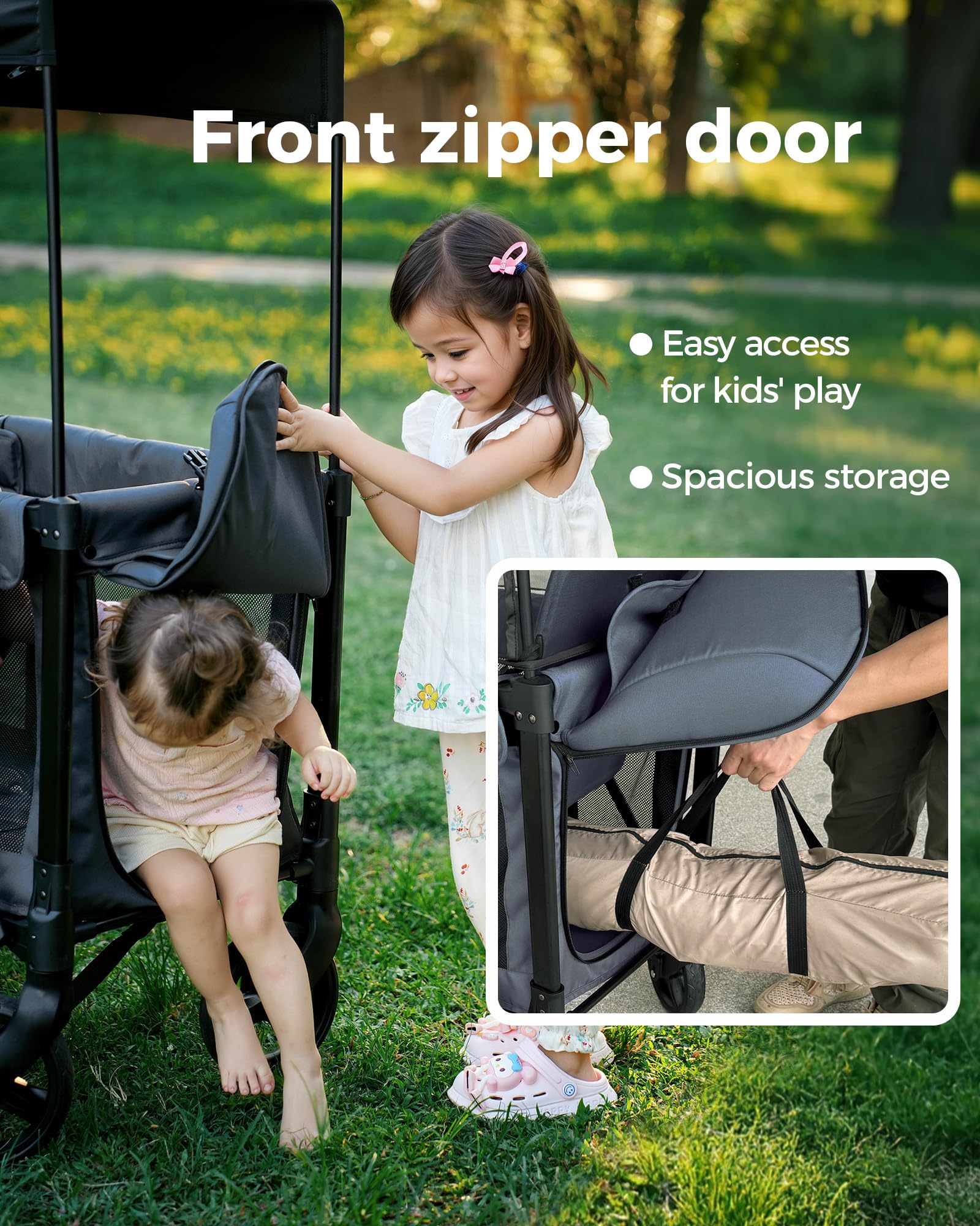 Double Wagon Stroller for 2 Kids with Canopy