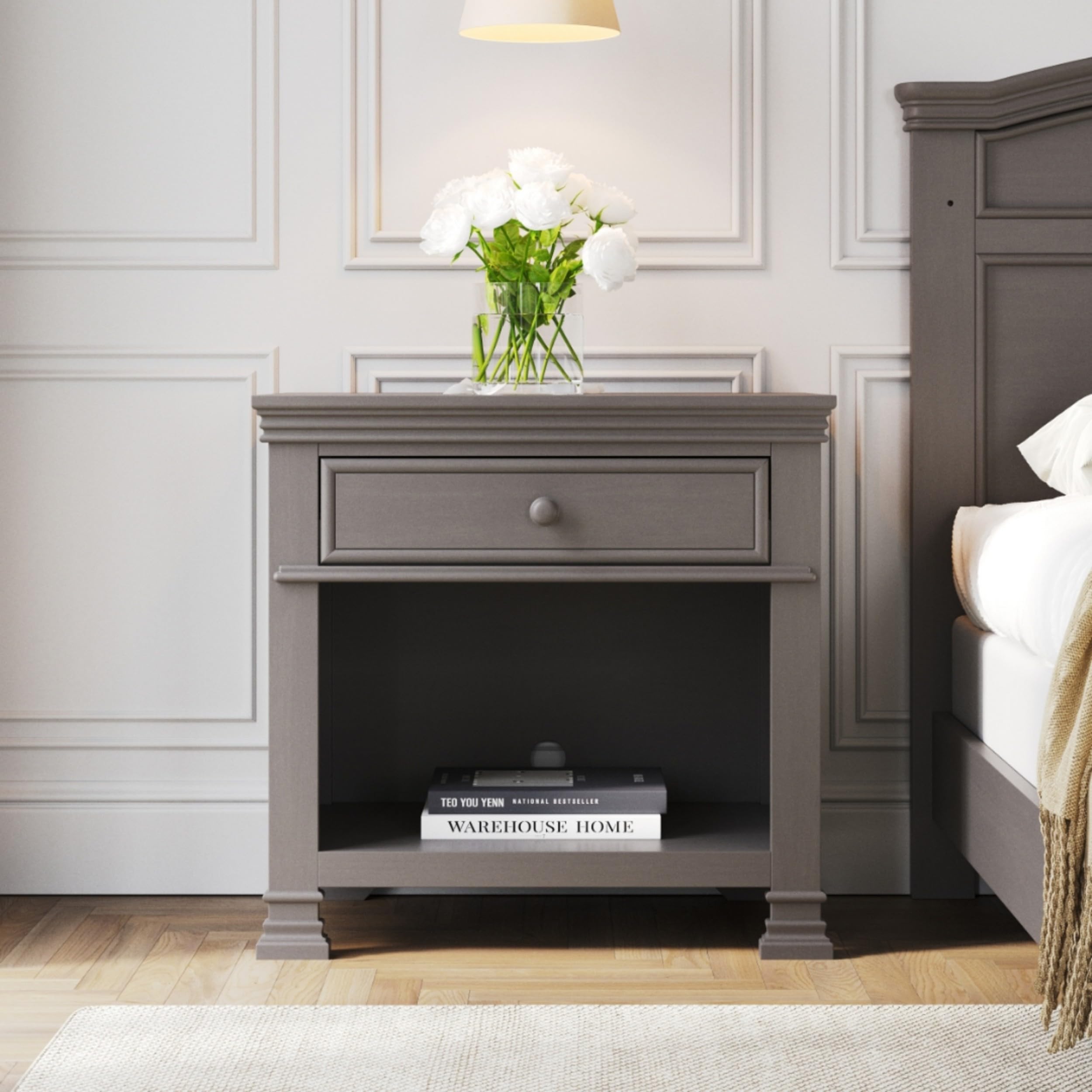 4-Piece Convertible Crib Nursery Furniture Set with Dresser Chest Nightstand