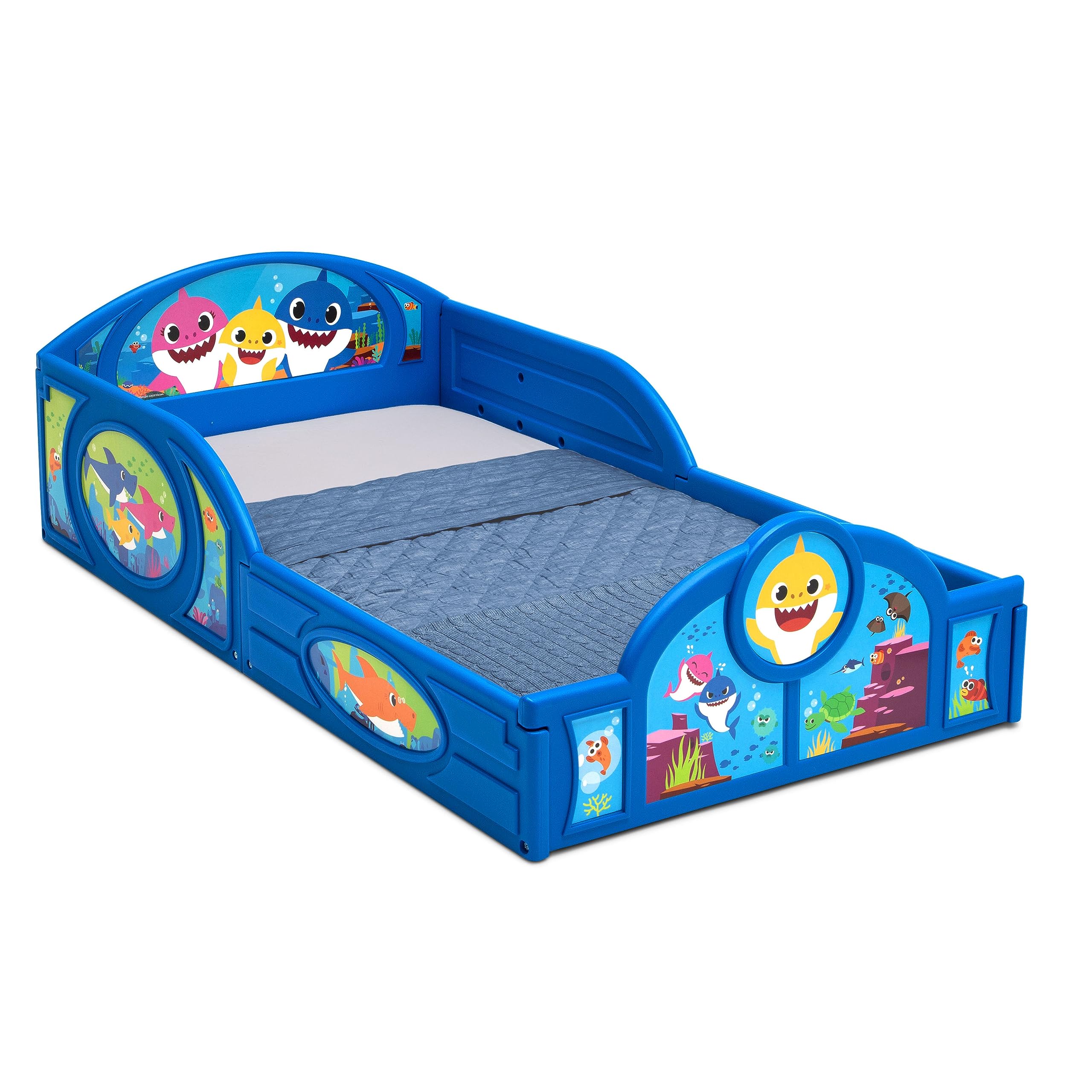 Baby Shark Sleep and Play Toddler Bed with Guardrails