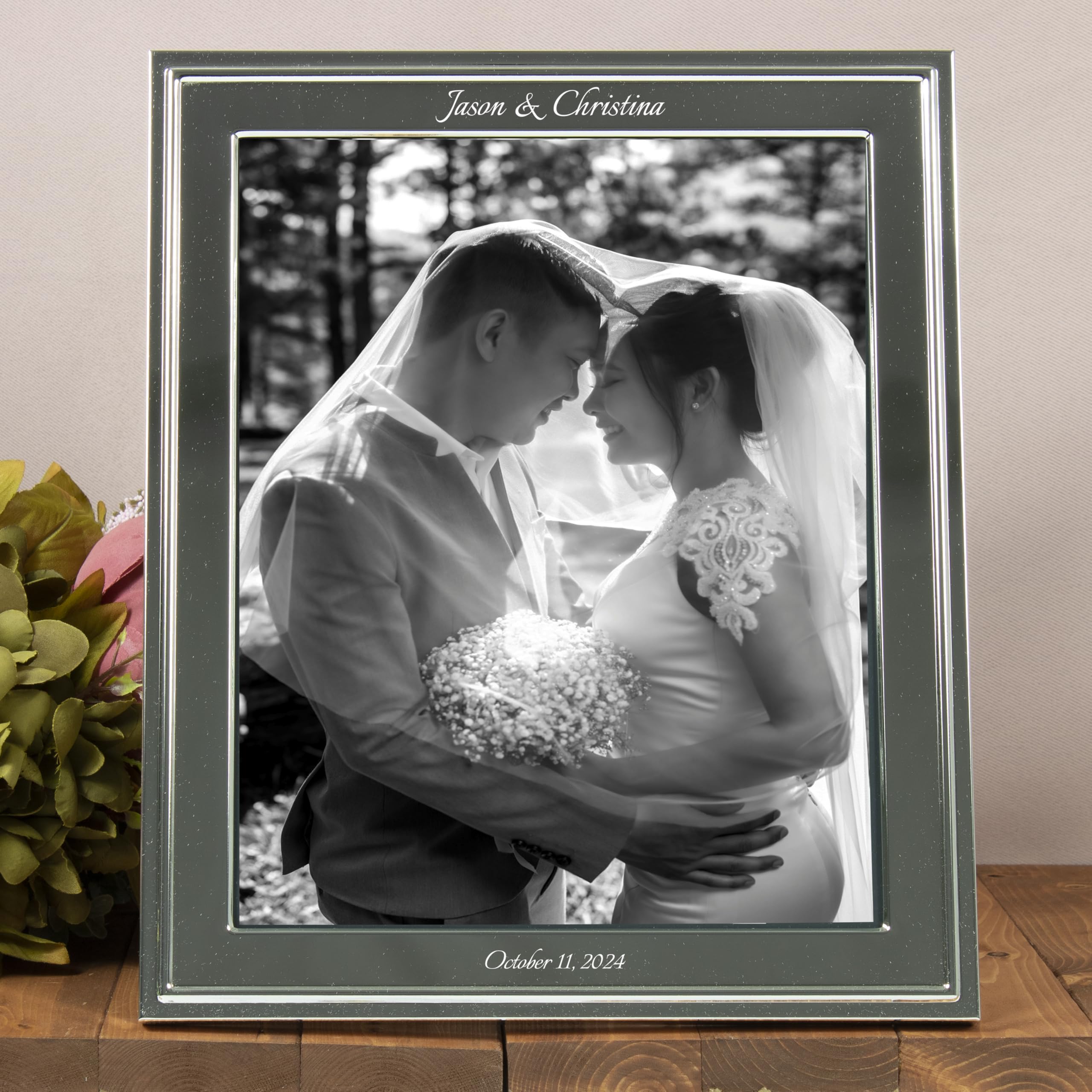 Classic Personalized 8x10 Picture Frame, Custom Engraved Silver