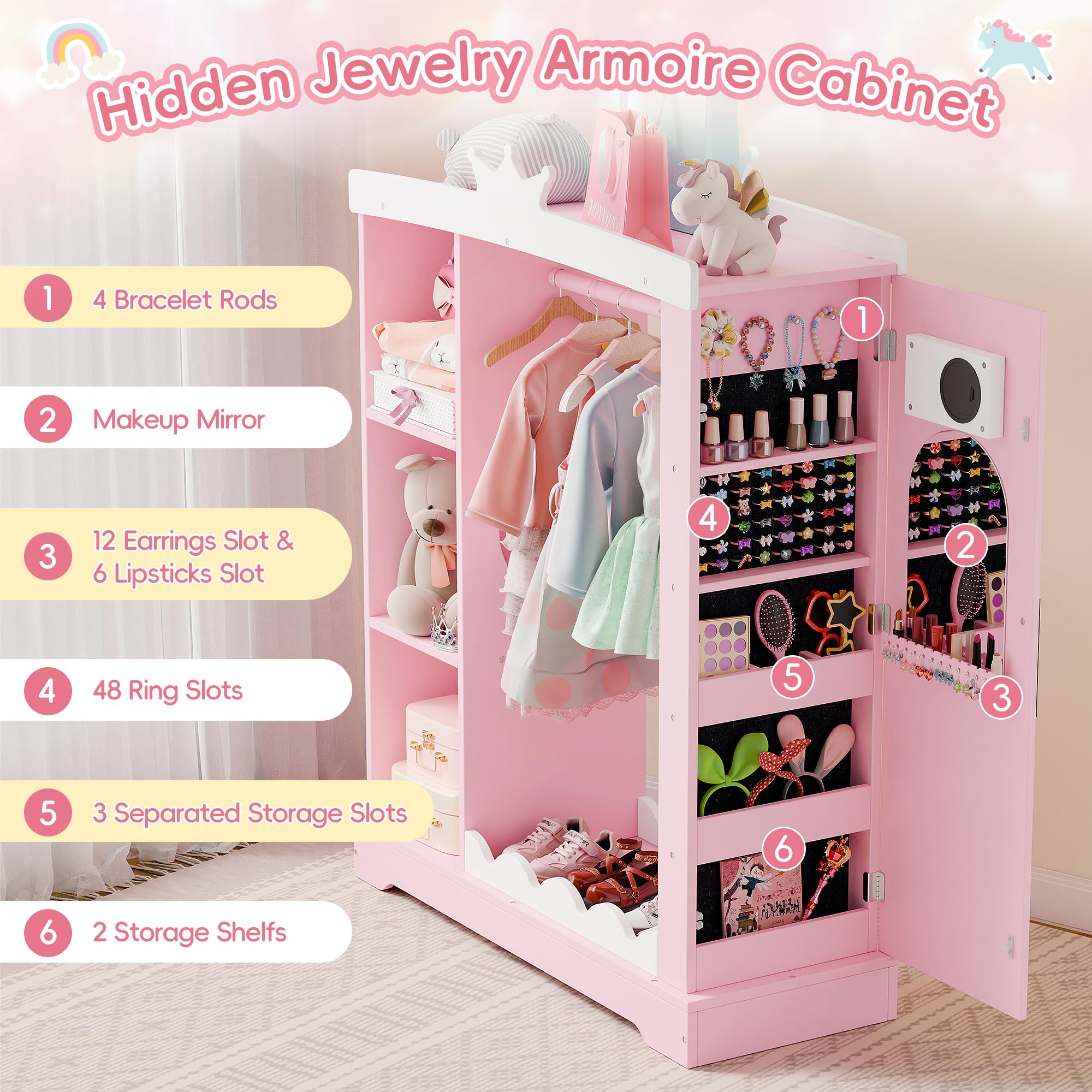 Kids Armoire with Jewelry Cabinet and Mirror